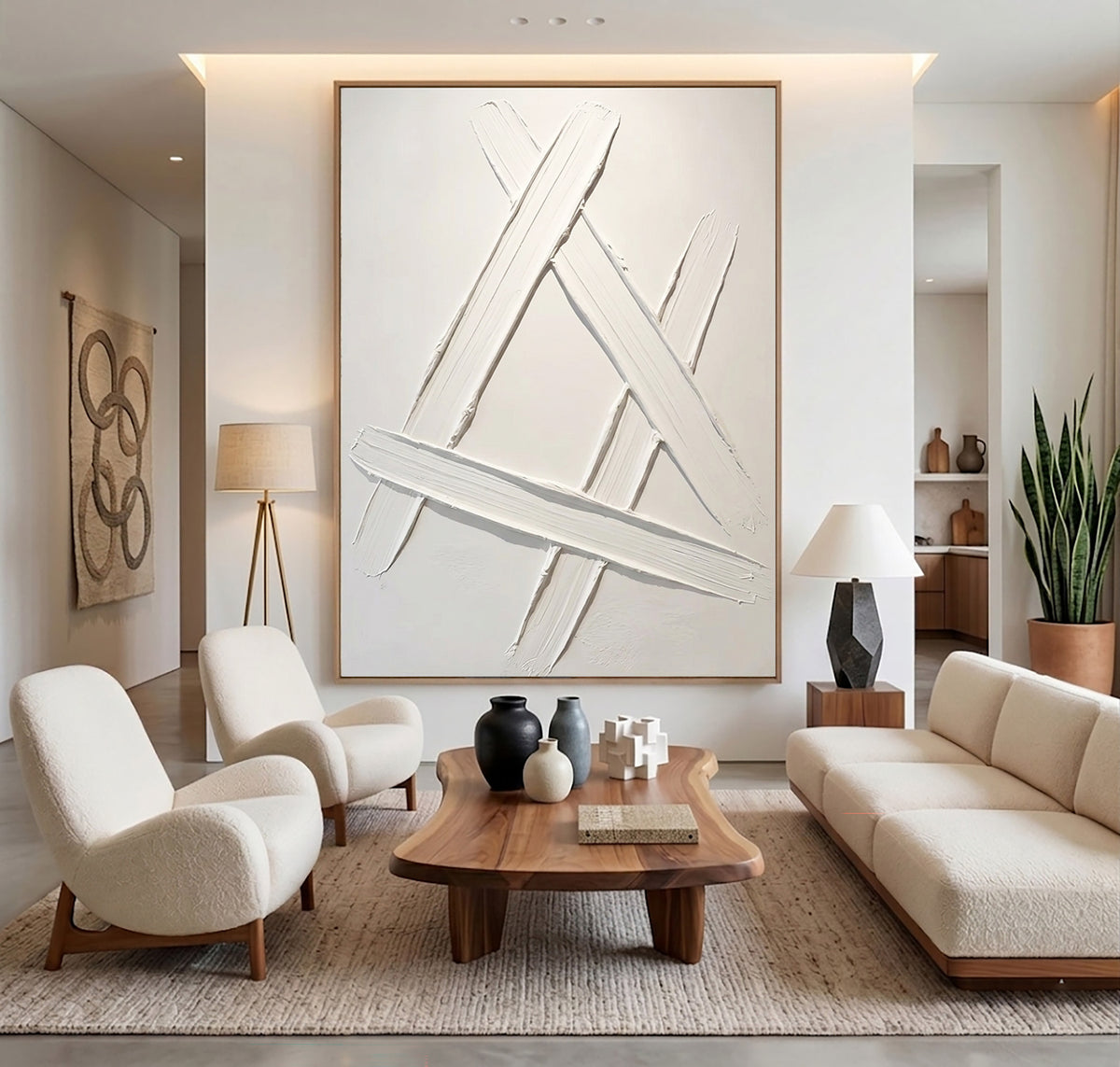 The Space Between Marks Original Hand Painted Artwork Neutral Modern Wall Decor Contemporary Interior