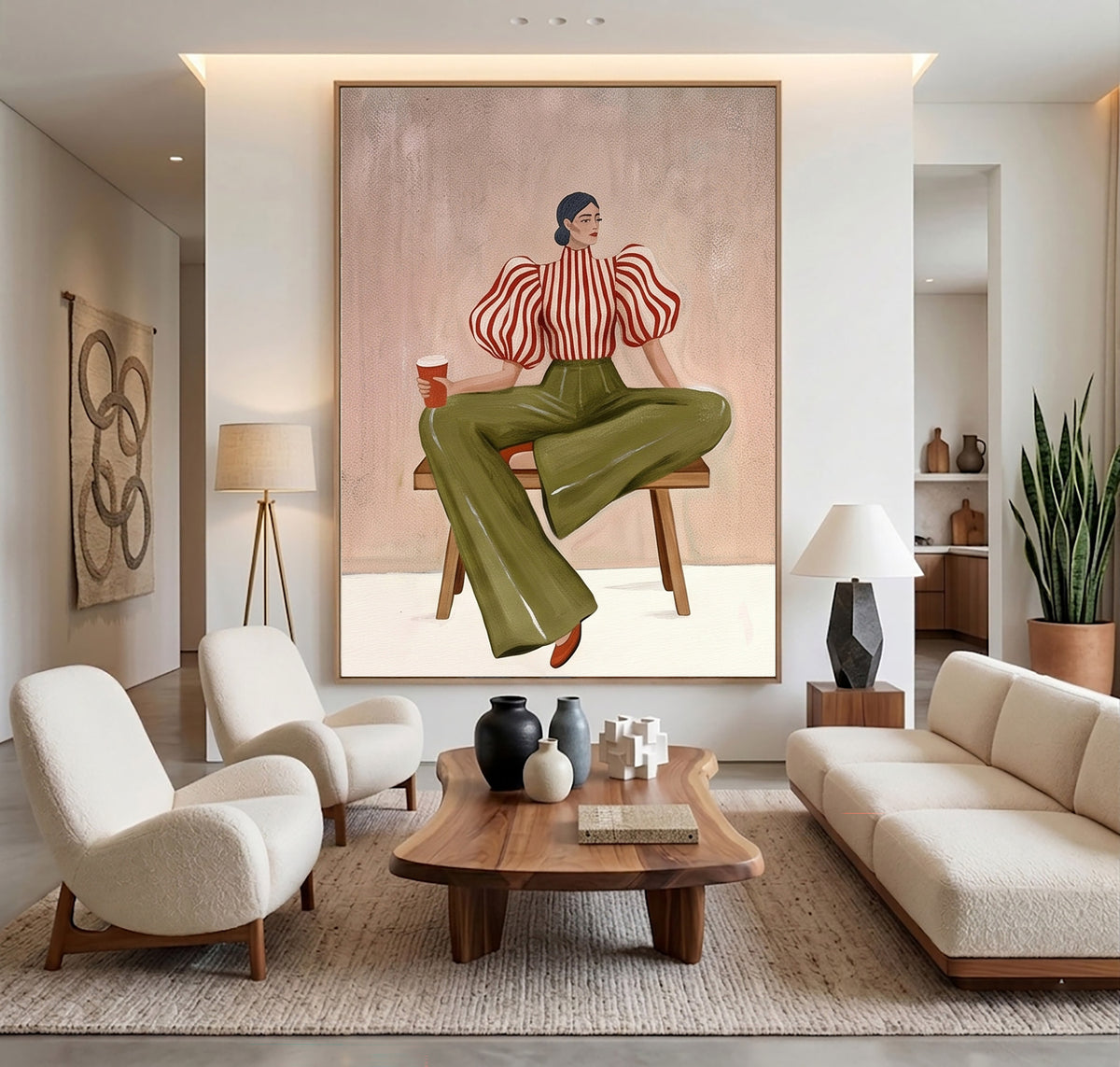 She Sits in Her Own Rhythm Contemporary Female Figure Fashion Painting Wall Art