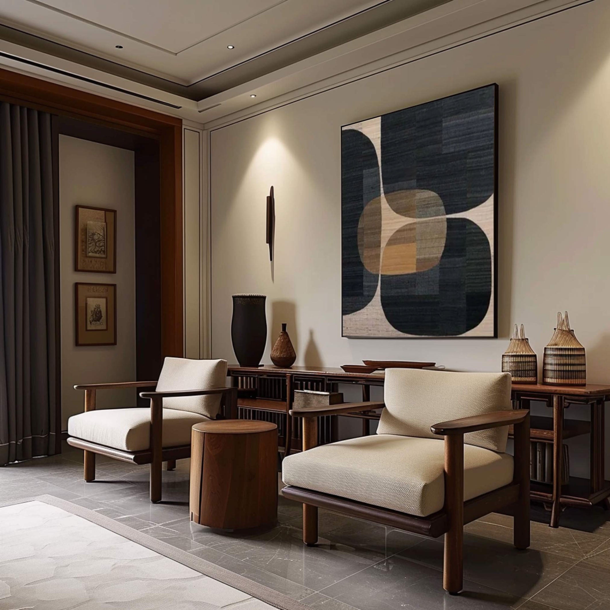 لوحة وابي سابي الهندسية التجريدية المتطورة #MM180