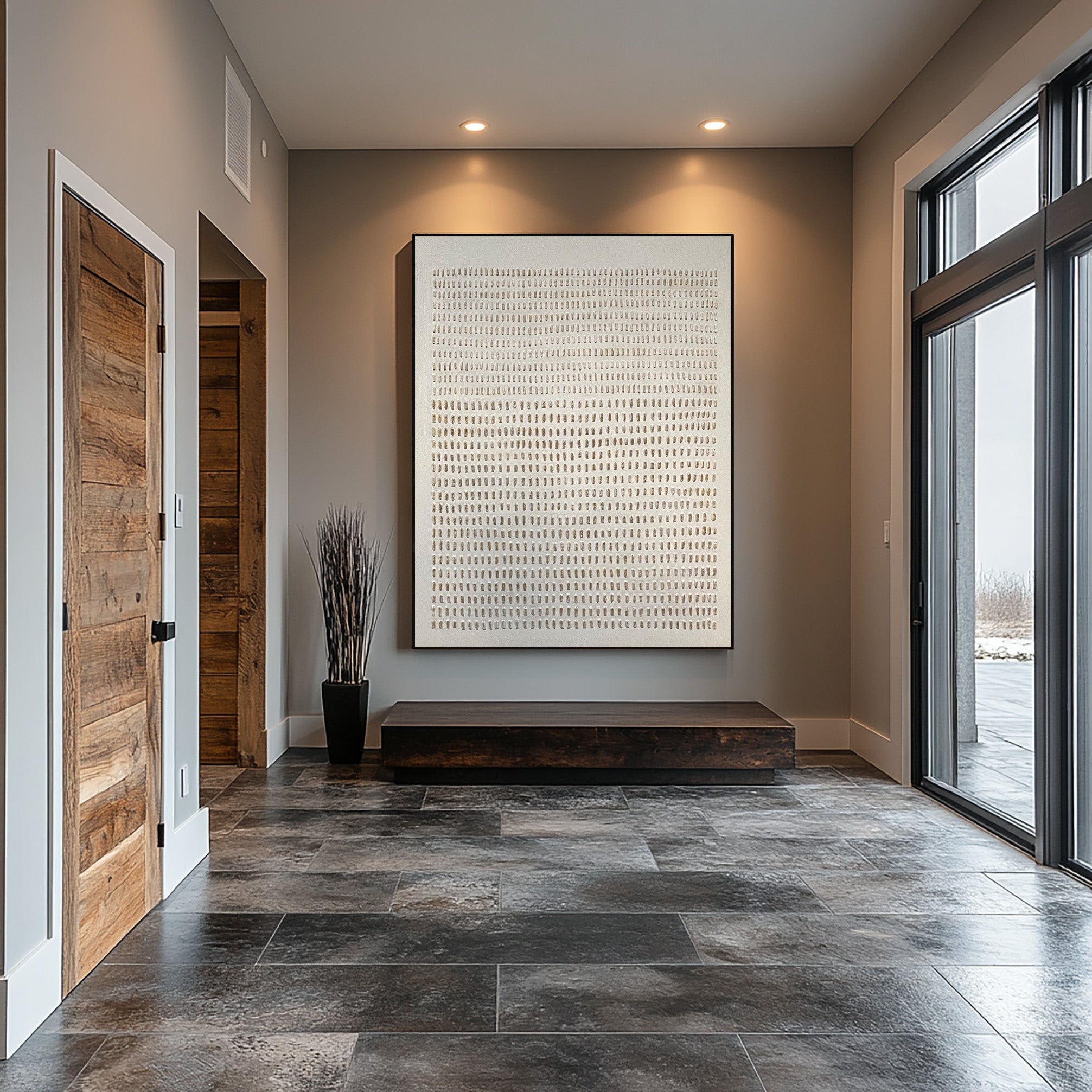 لوحة فنية جدارية عضوية حديثة باللون البيج من وابي سابي #MM193