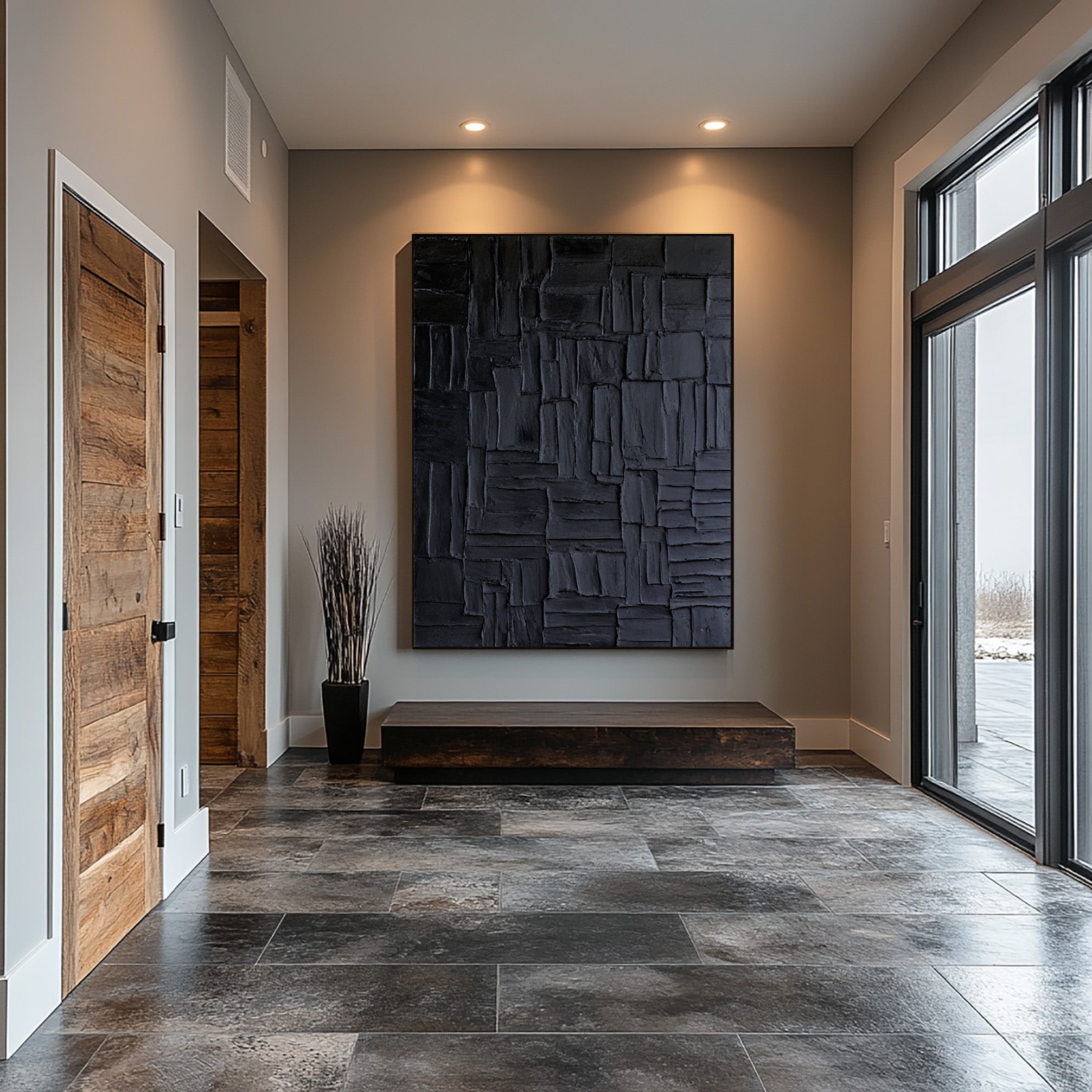 Dark Field of Textures With Smaller Rectangles, Modern Painting #MM411