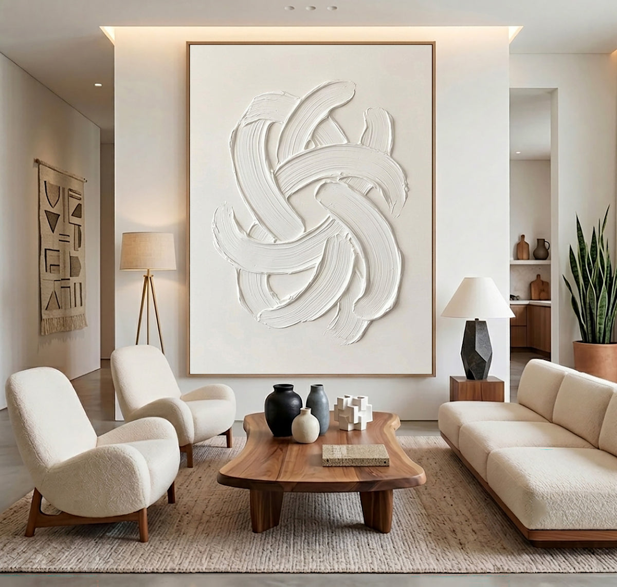 Large Quiet Luxury Abstract Wall Art Textured Oil Painting Minimalist Contemporary Artwork Modern Neutral Interior Decor Living Room