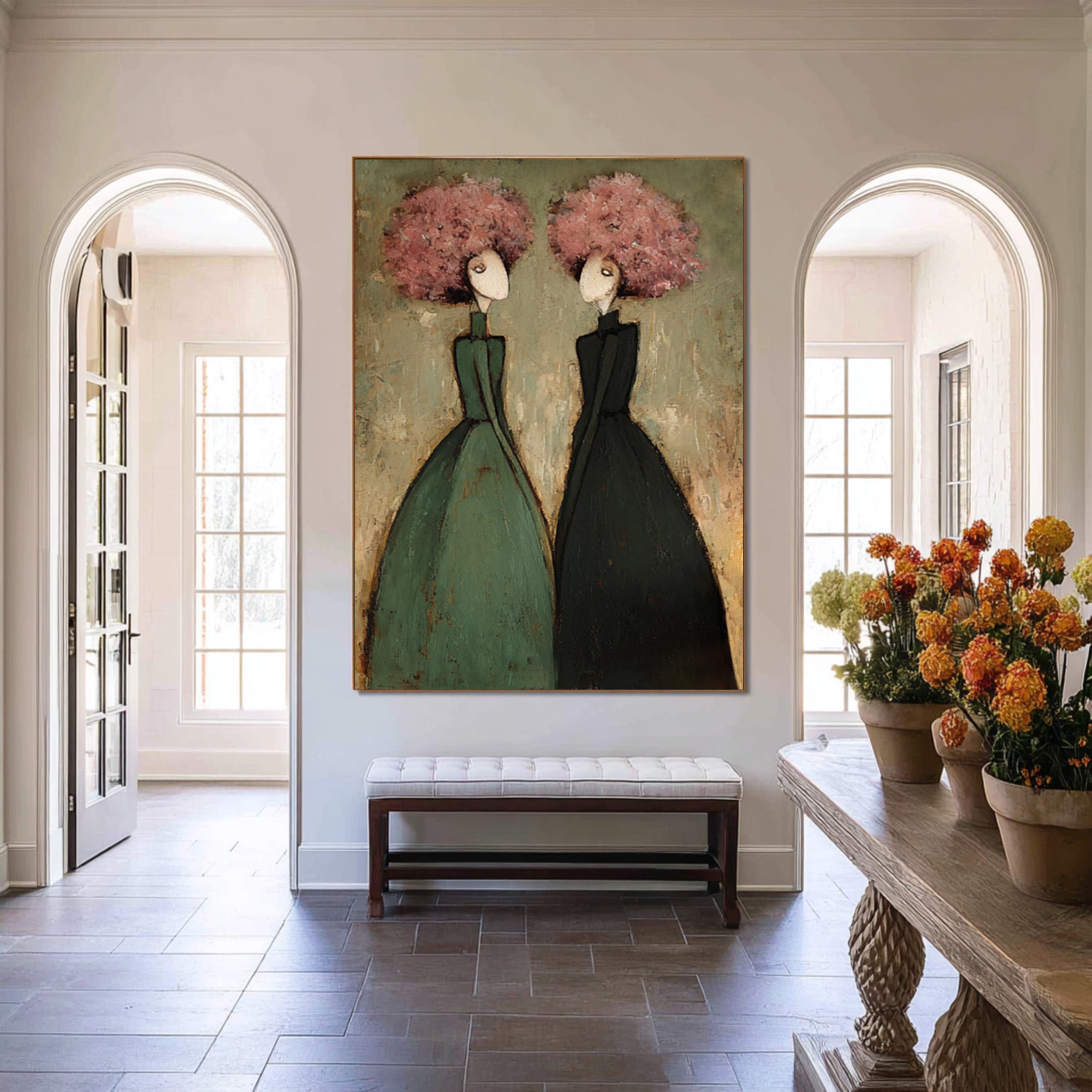 Modern Paired Figure Oil Painting - Contemporary Wall Art | KelorArt