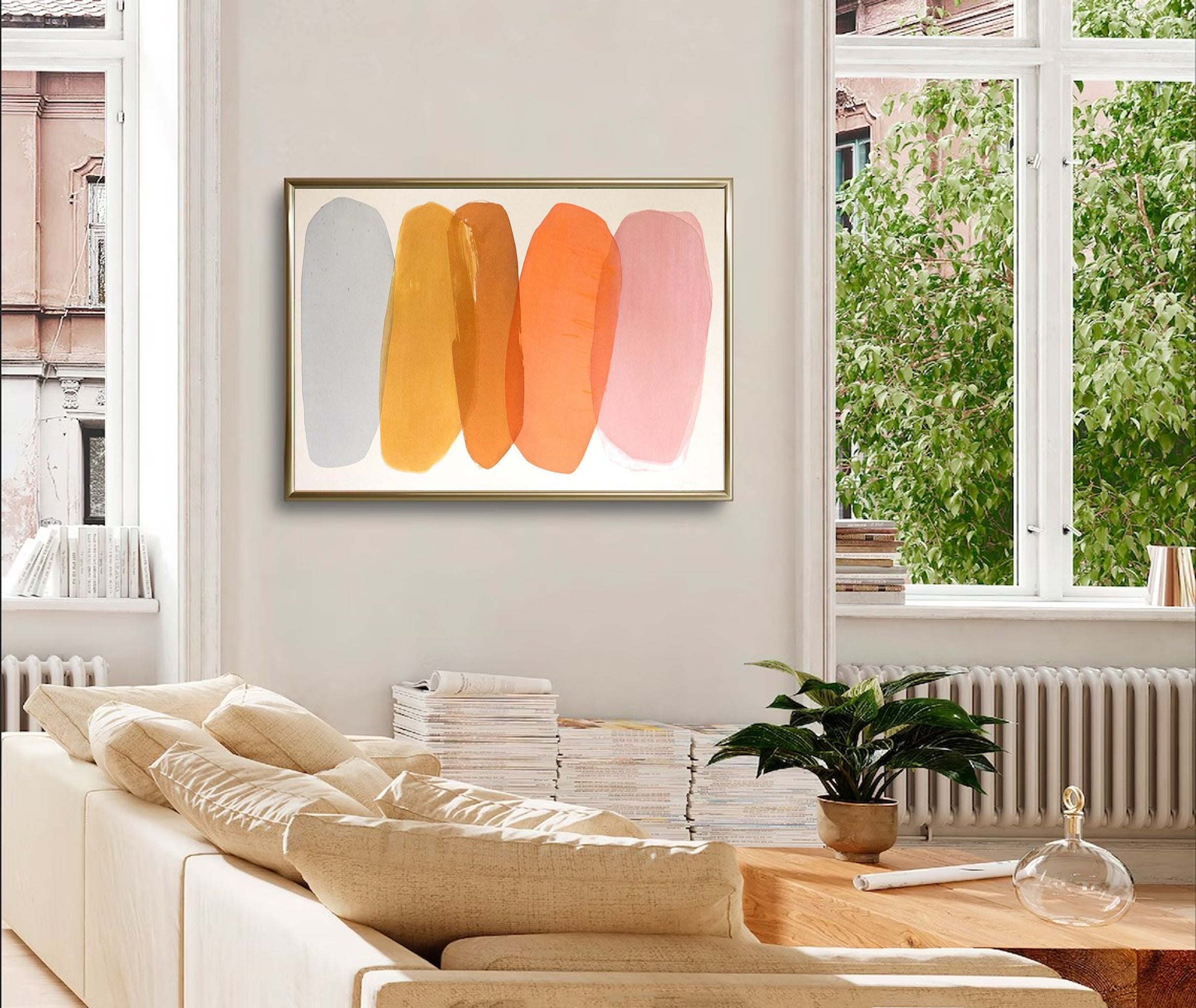 لوحة فنية تجريدية بألوان ناعمة، هادئة وأنيقة #AB012