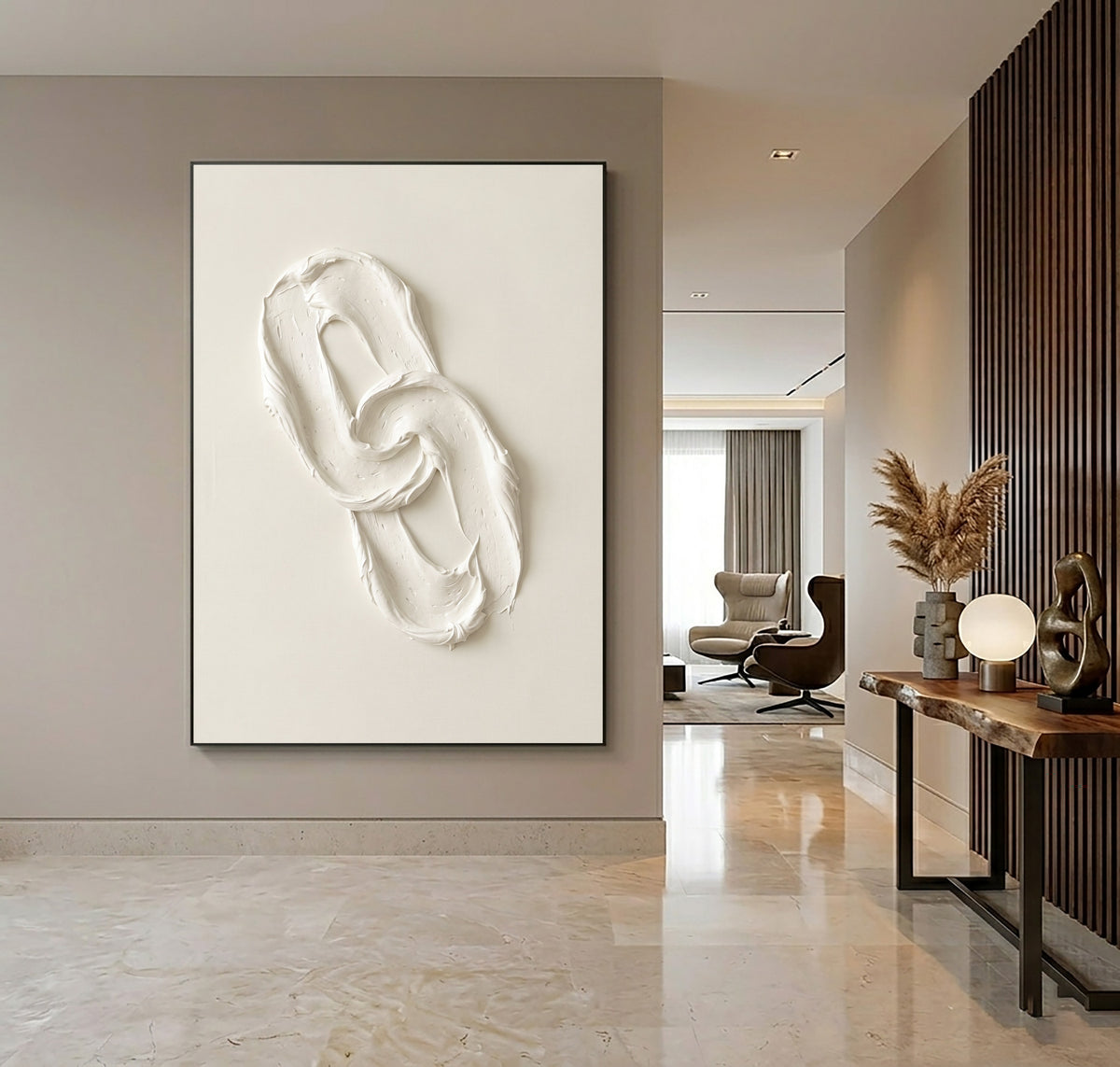 Between Movement And Stillness Large White Textured Abstract Wall Art Sculptural Relief Minimalist Contemporary Artwork