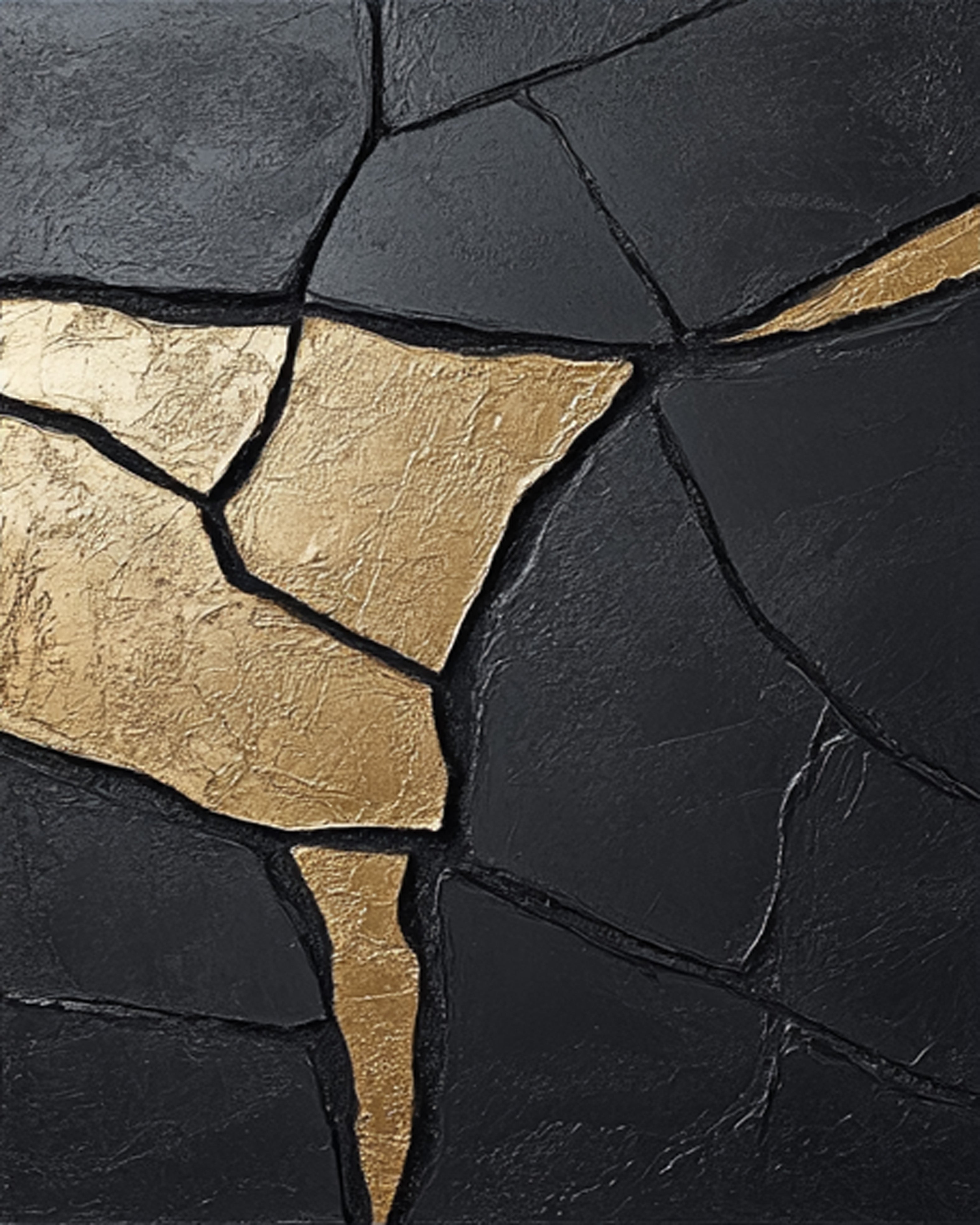 Textured Black Abstract with Organic Gold Veins for Modern Art #MM553