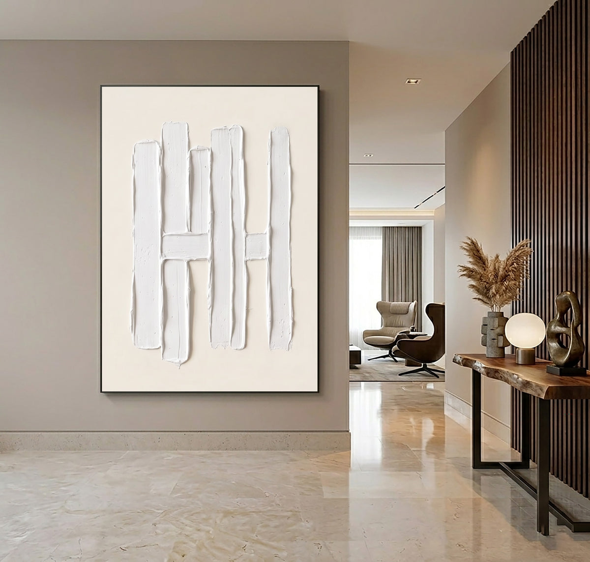 Between Structure Space And Stillness Large White Abstract Wall Art Textured Sculptural Relief Contemporary Painting