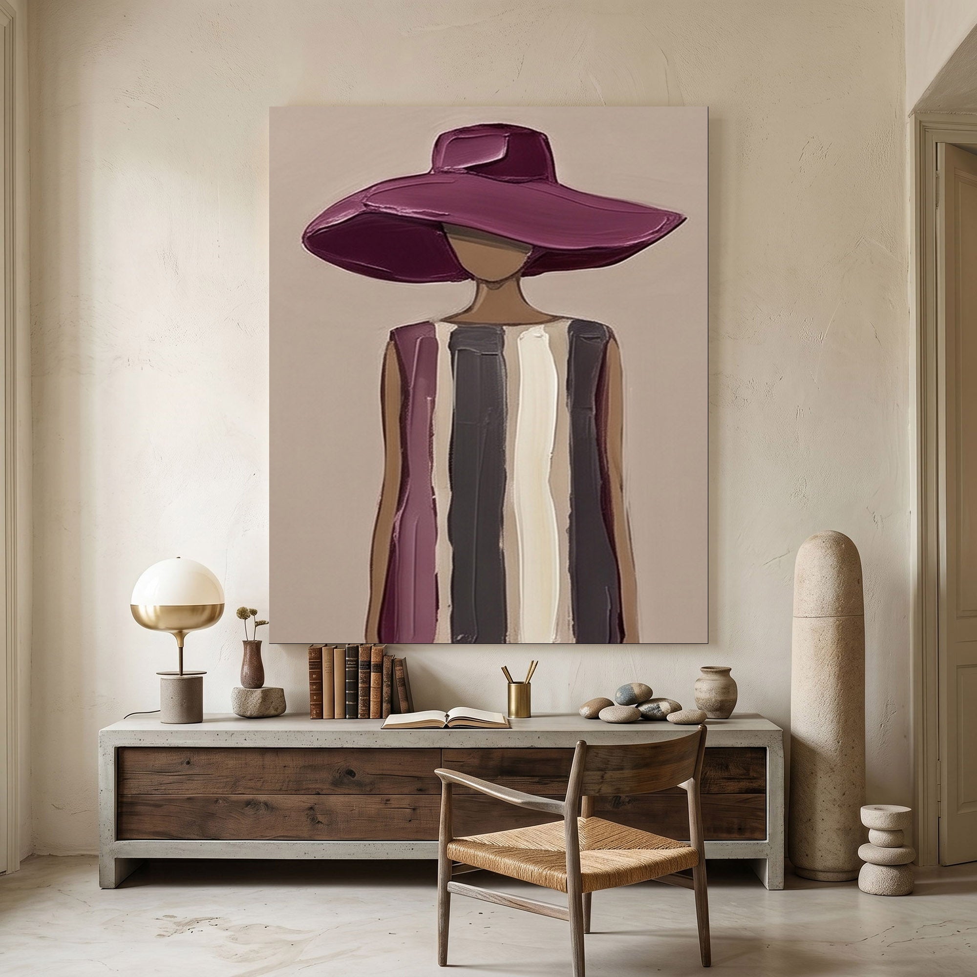 Large Modern Woman Portrait Wall Art Abstract Oil Painting Vintage Americana Art Cowgirl Cowboy Western Fashion Figure Contemporary Decor