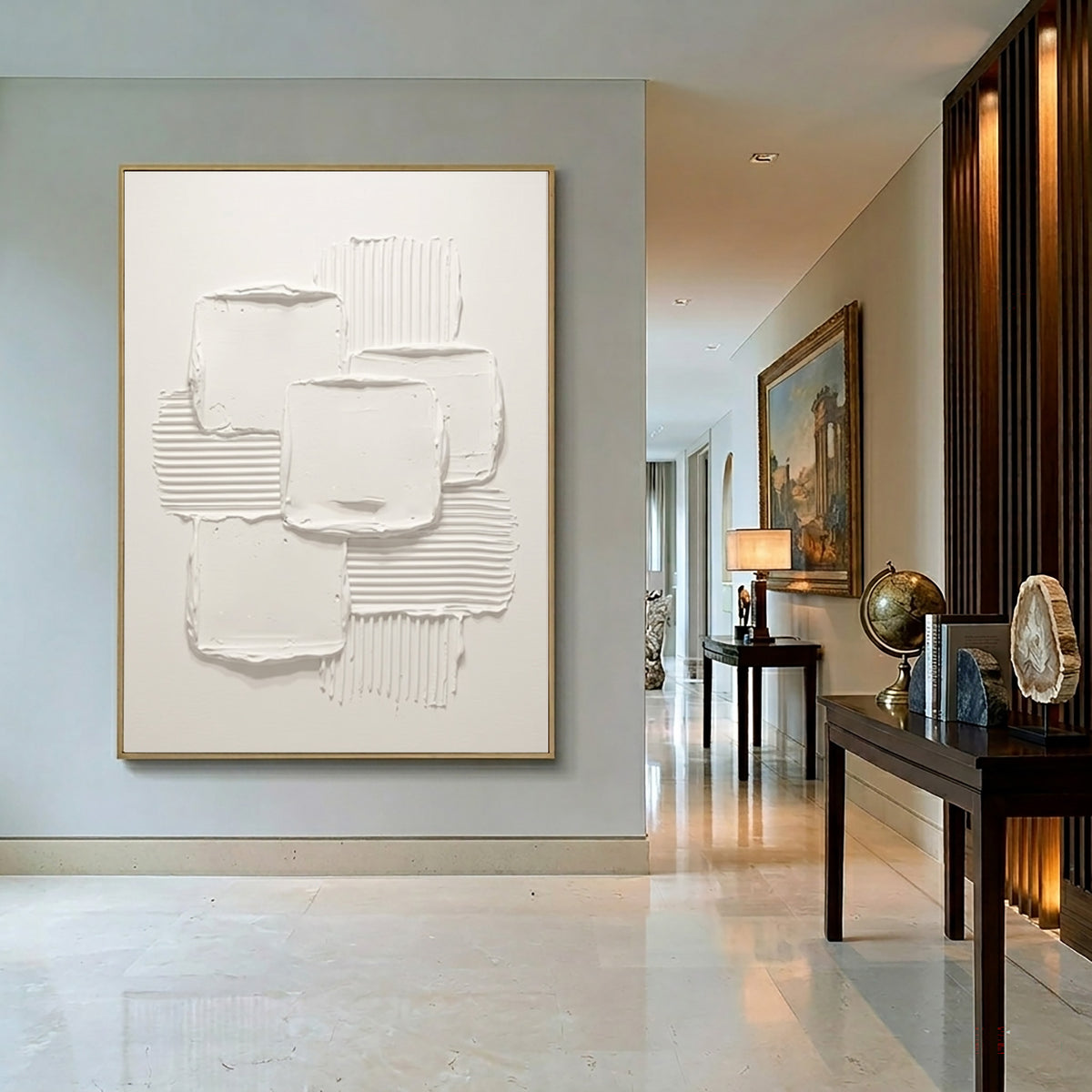 Architecture Through Abstract Forms Large White Textured Abstract Wall Art Modern Luxury Interior Decor