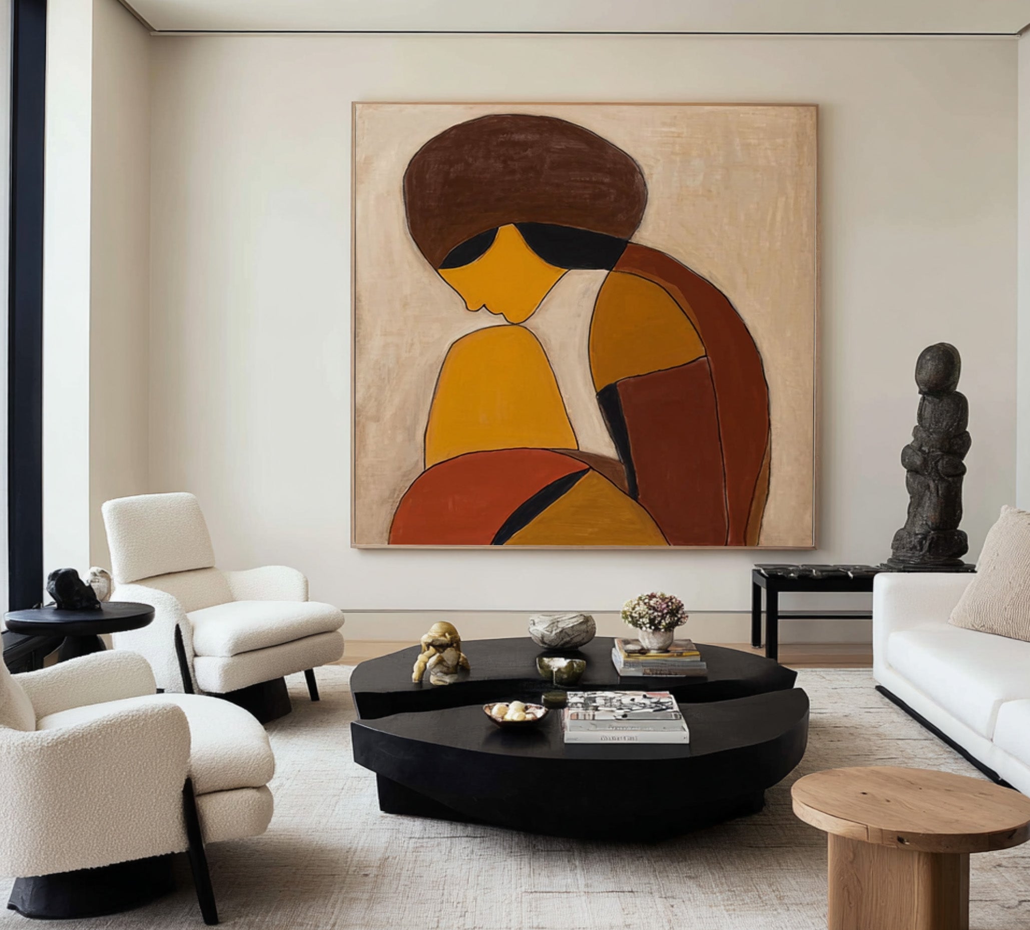Warm Neutral Abstract Figure Wall Art #CZ 028
