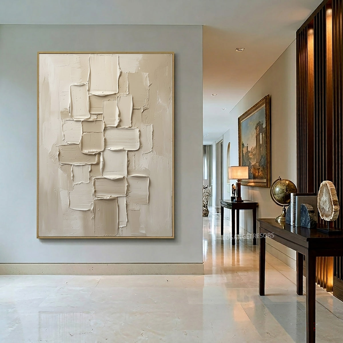 White Architecture Large Abstract Wall Art Ivory Textured Contemporary Sculpture Inspired Painting