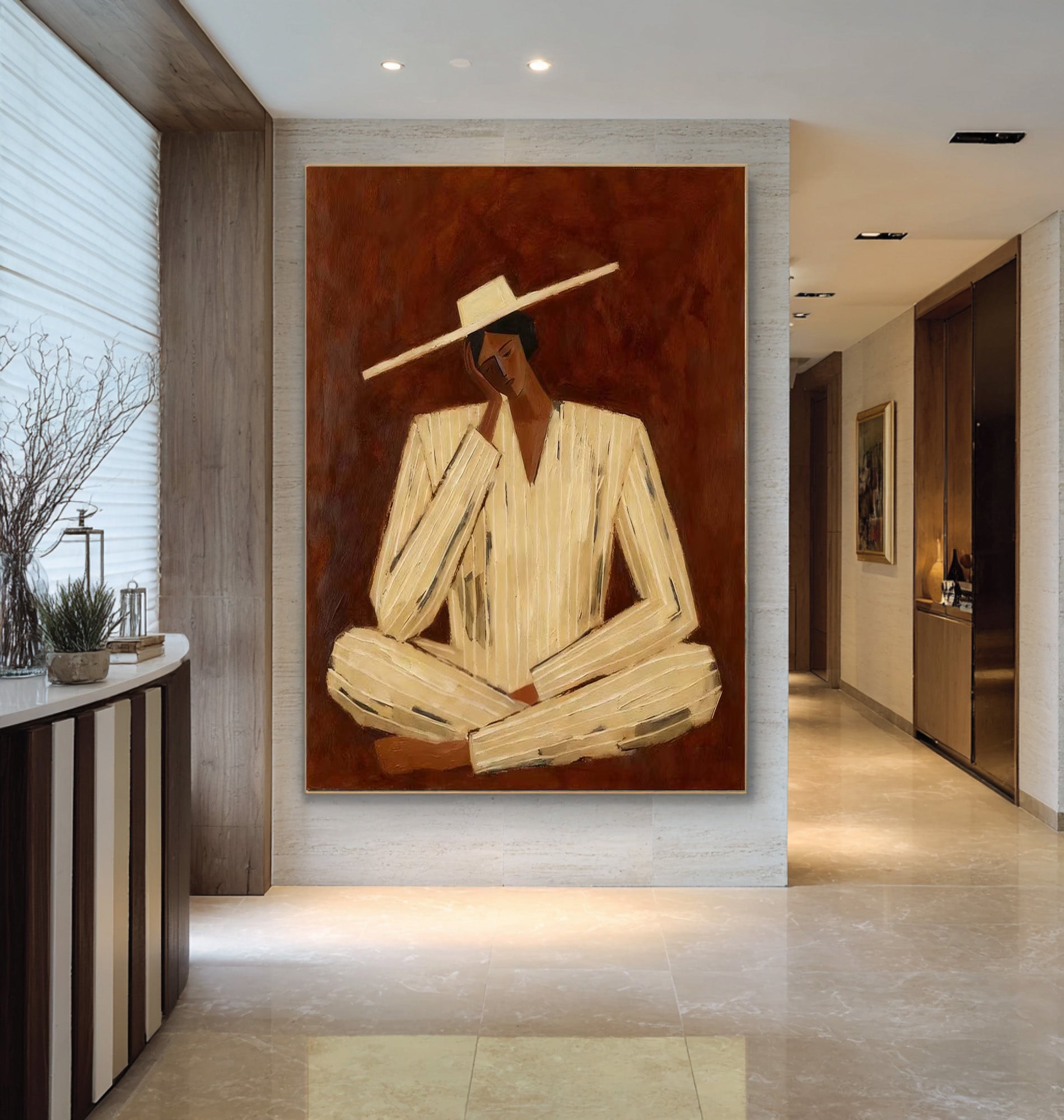 Large Minimalist Figure Painting for Modern Interiors