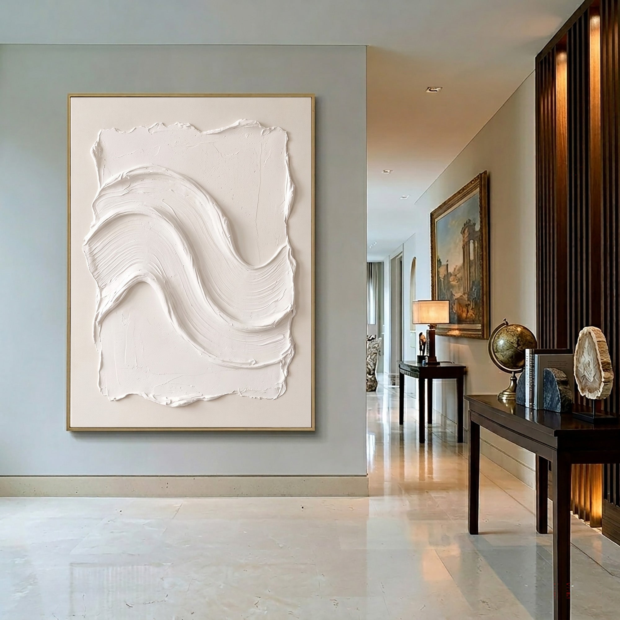 Large Quiet Luxury Abstract Wall Art Textured Oil Painting Minimalist Neutral Artwork Modern Interior Decor