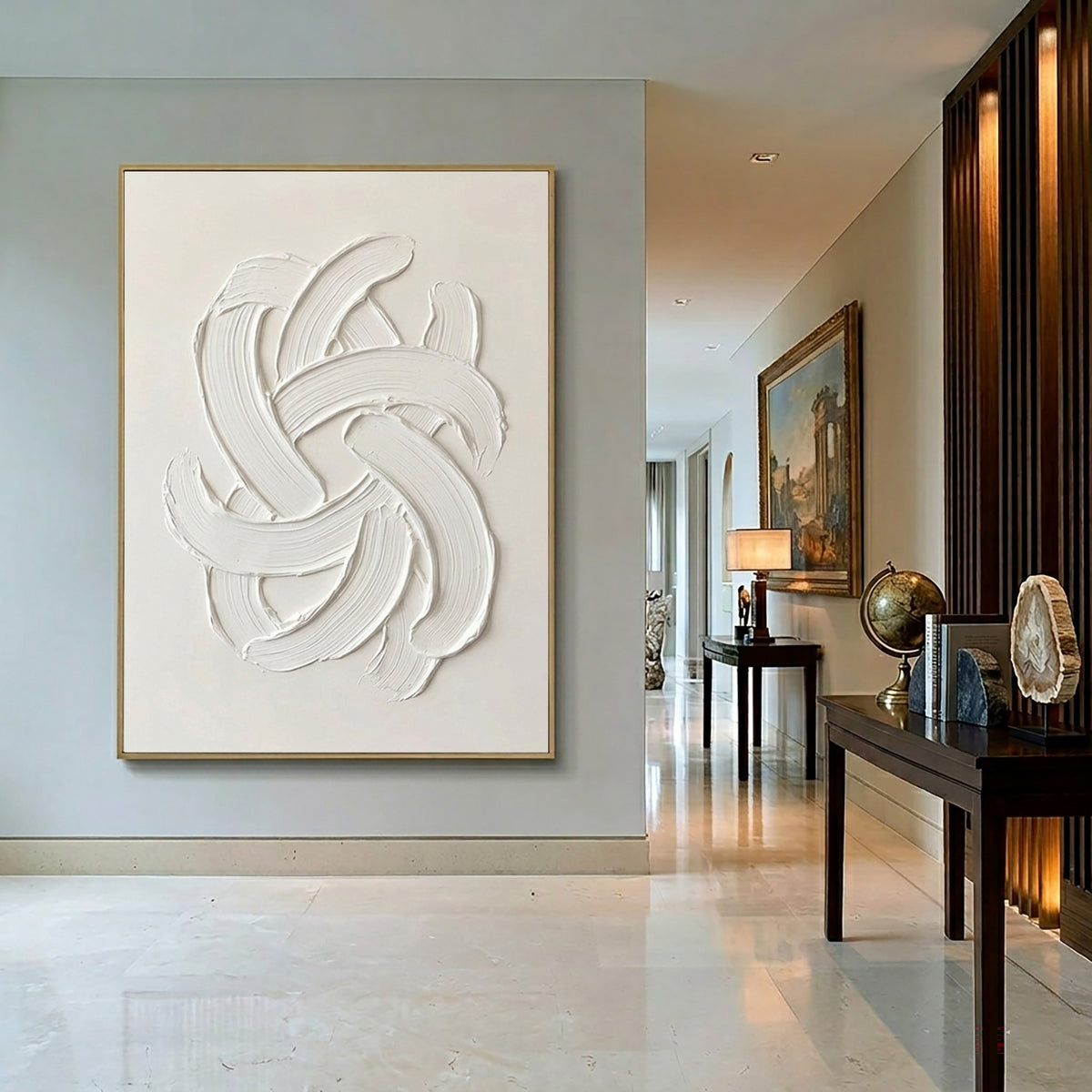 Large Quiet Luxury Abstract Wall Art Textured Oil Painting Minimalist Contemporary Artwork Modern Neutral Interior Decor Living Room