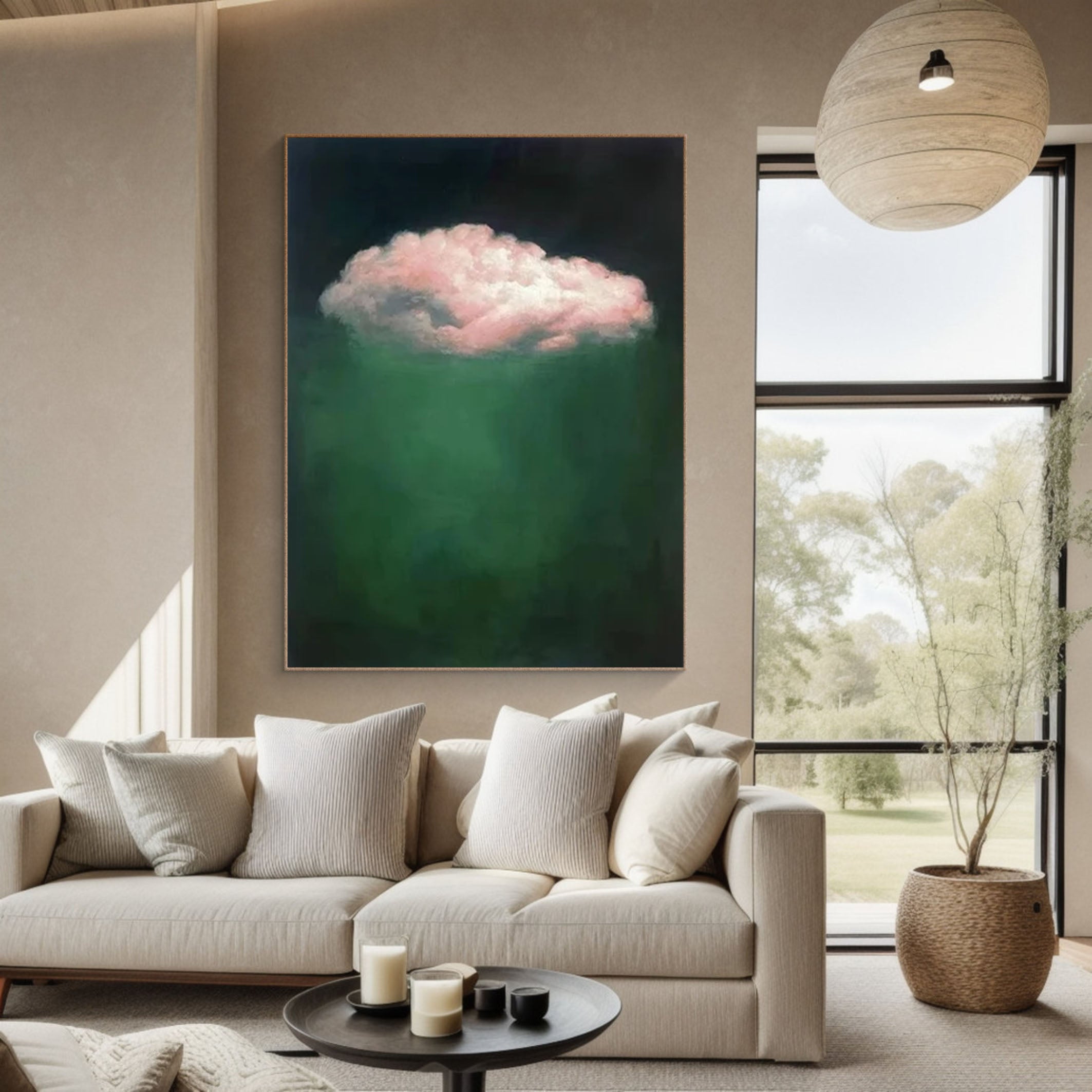 Dreamy Green Cloud Art for Living Room Decor #SP008