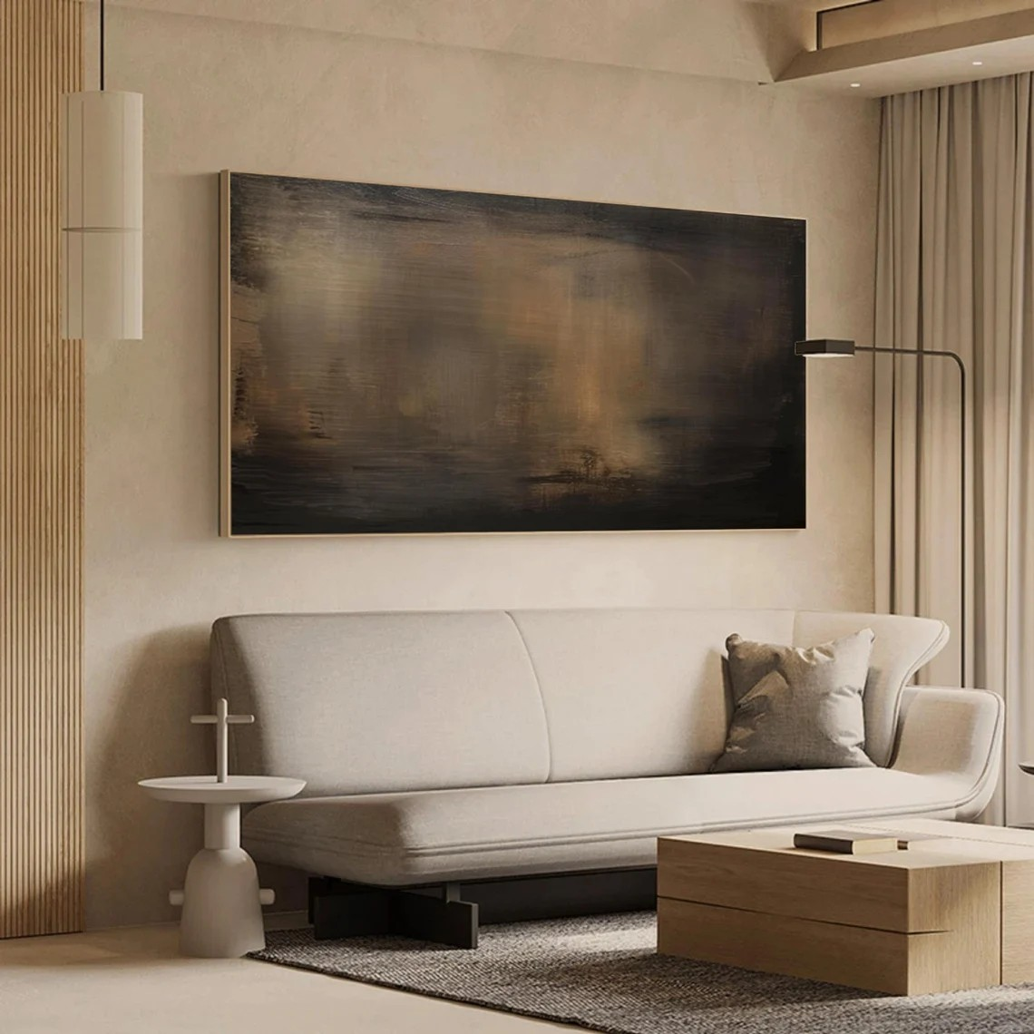 Large Modern Dark Shades Abstract Landscape Wall Decor #MM212