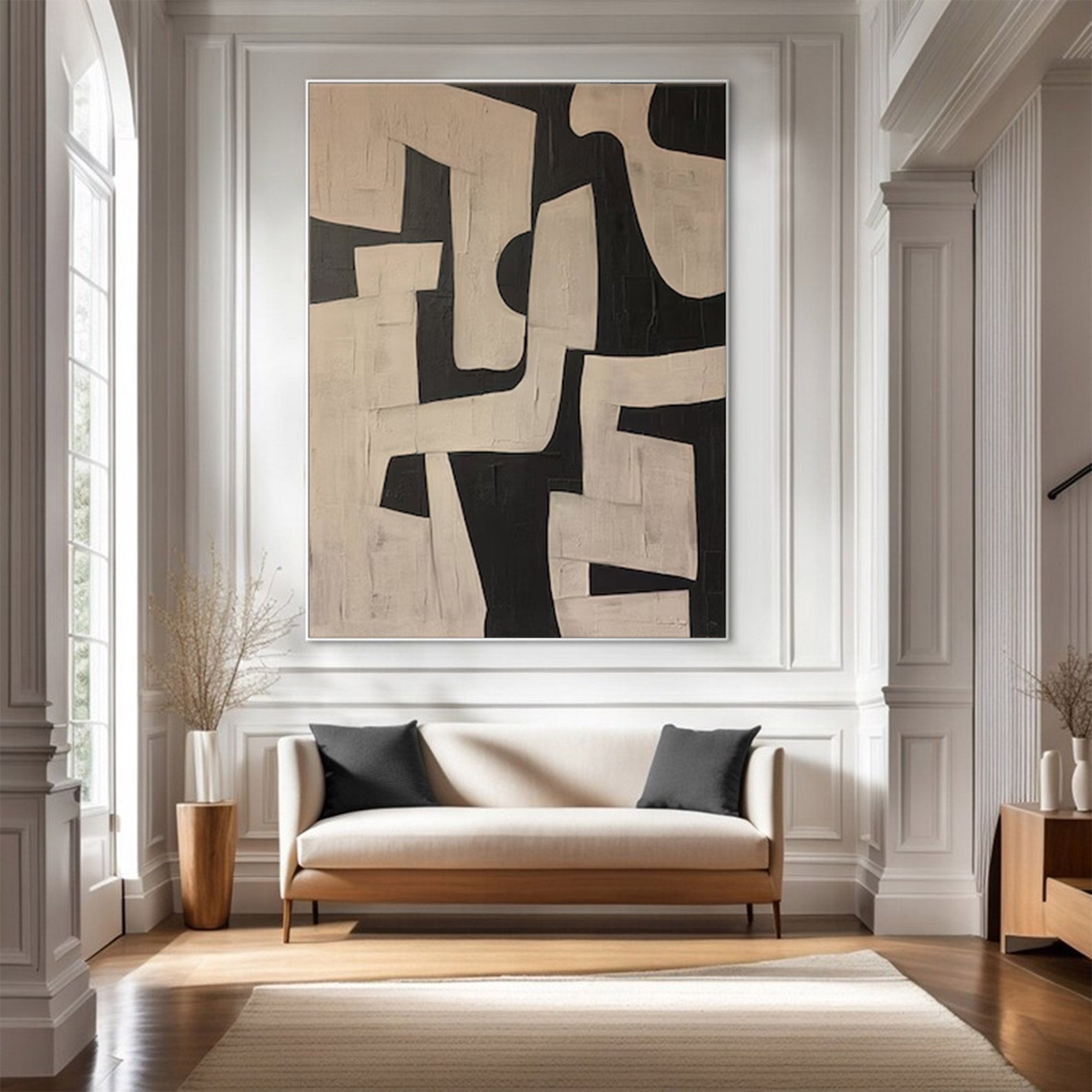 Abstract Large Black and Beige Painting | KelorArt #AG 105