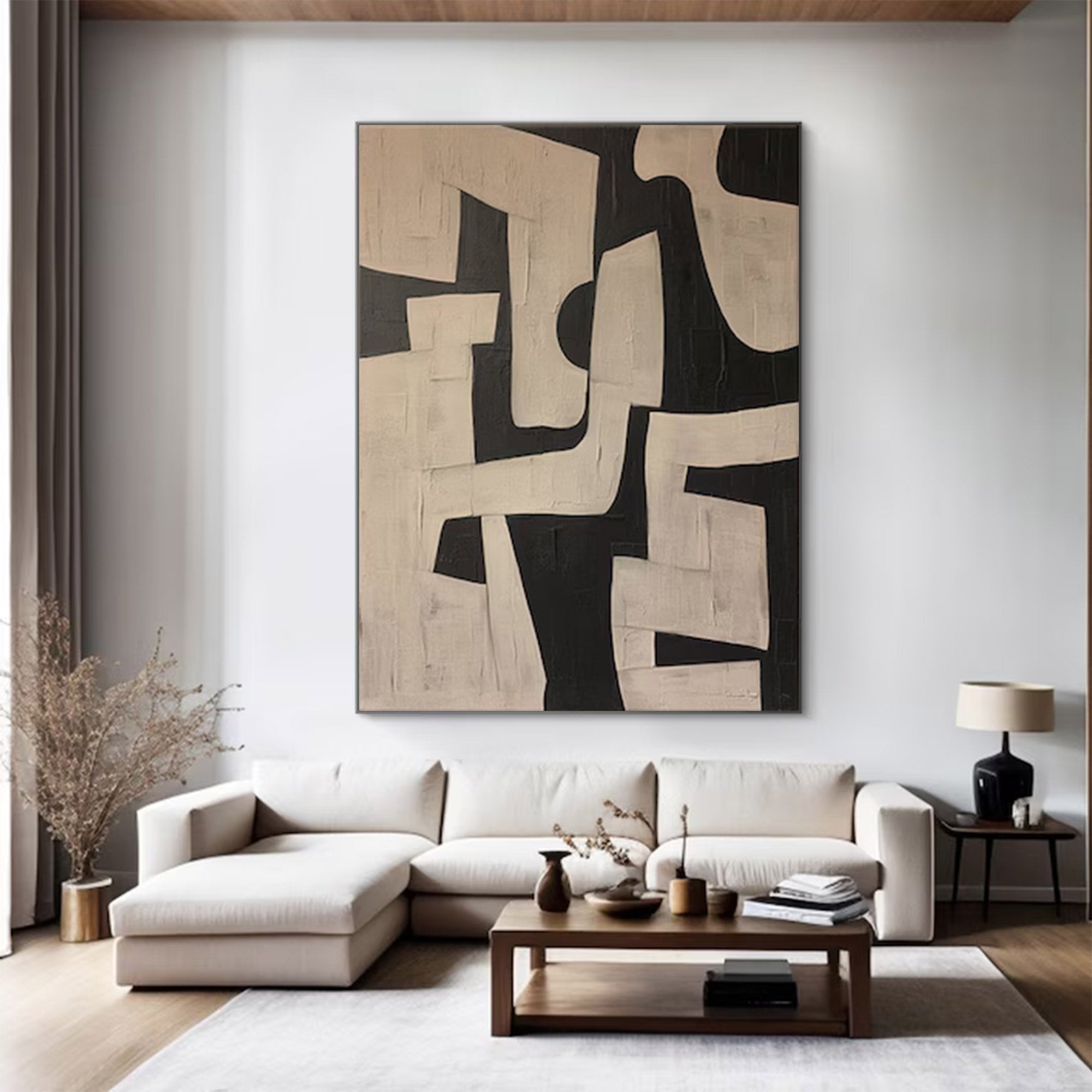 Abstract Large Black and Beige Painting | KelorArt #AG 105