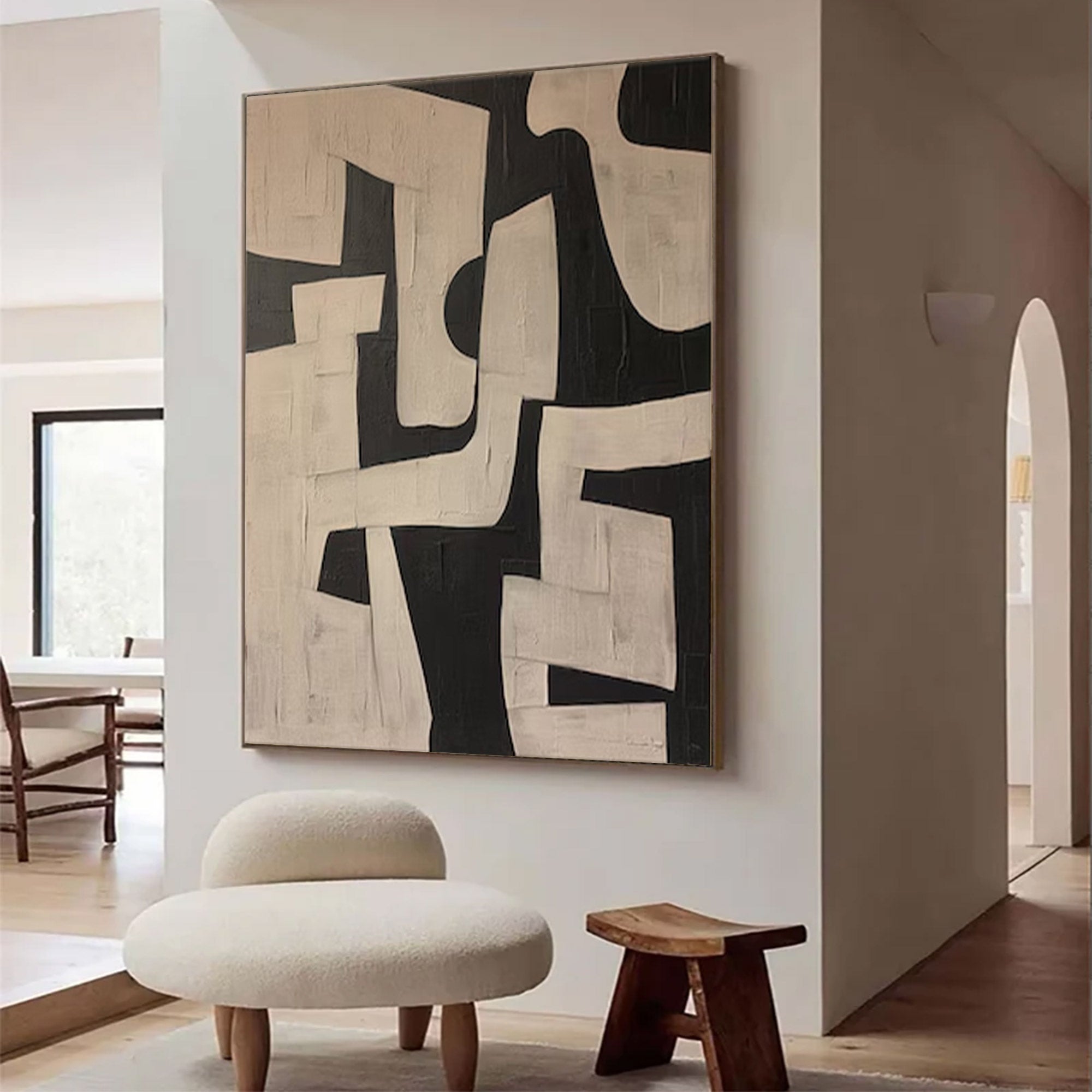 Abstract Large Black and Beige Painting | KelorArt #AG 105