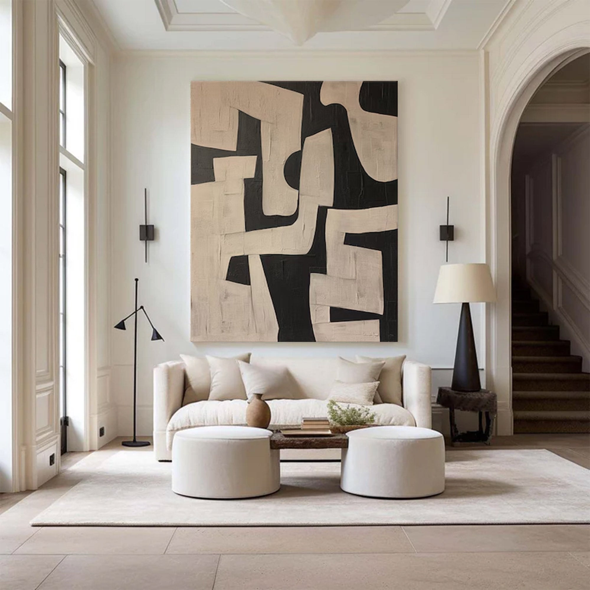 Abstract Large Black and Beige Painting | KelorArt #AG 105