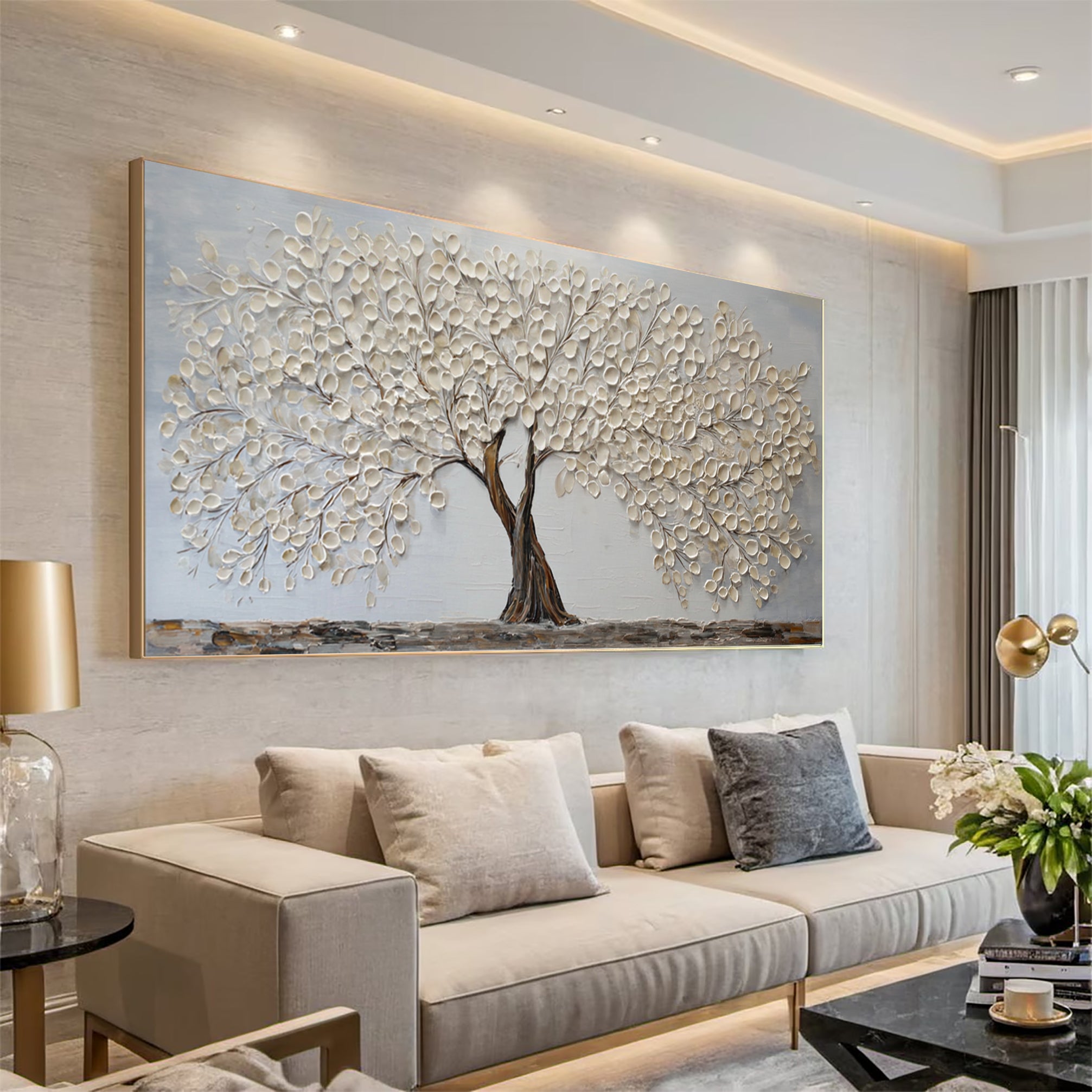 Large Abstract Tree Painting Elegant Home Interiors #AG 091