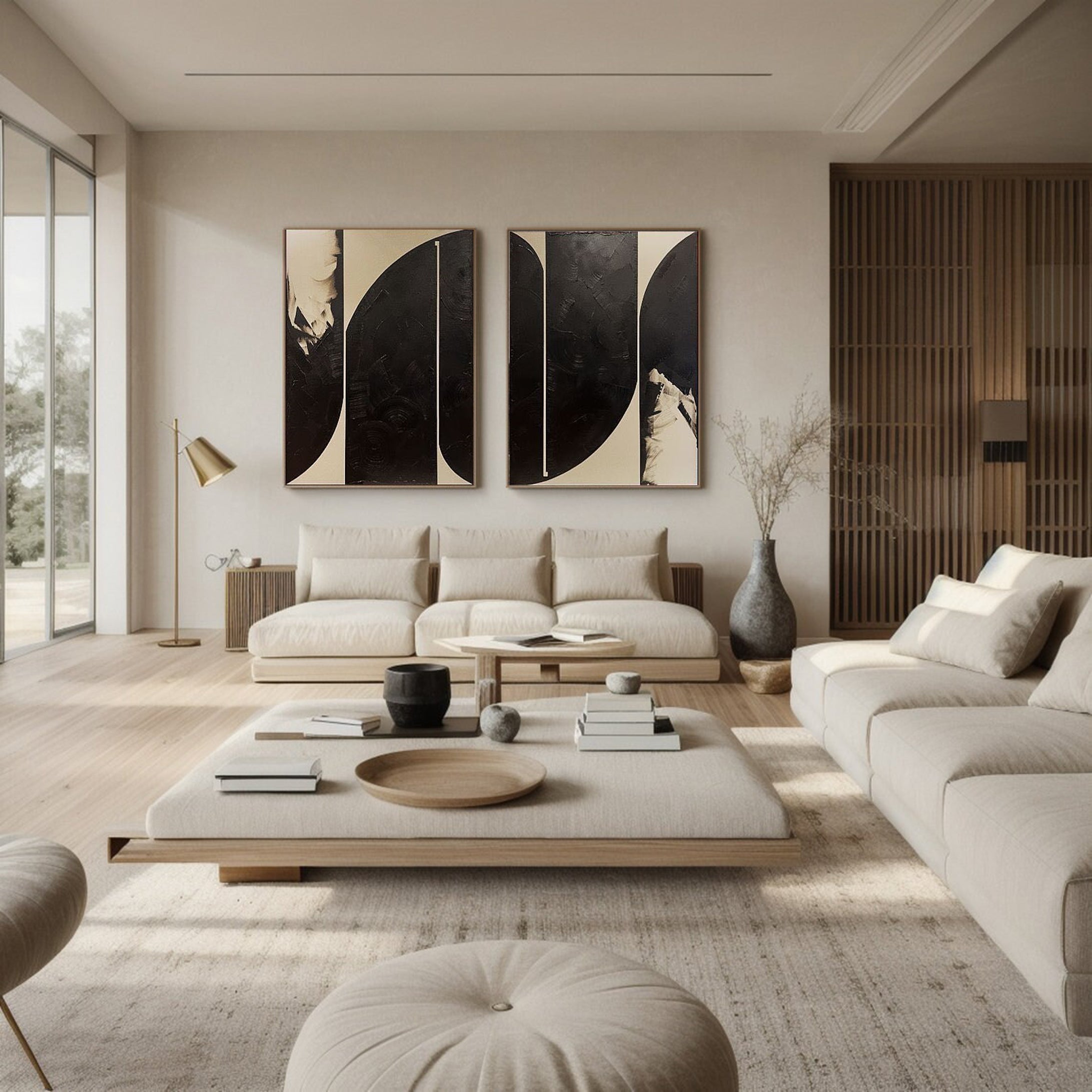 Black and Beige Abstract Canvas For House Decor #MMS013