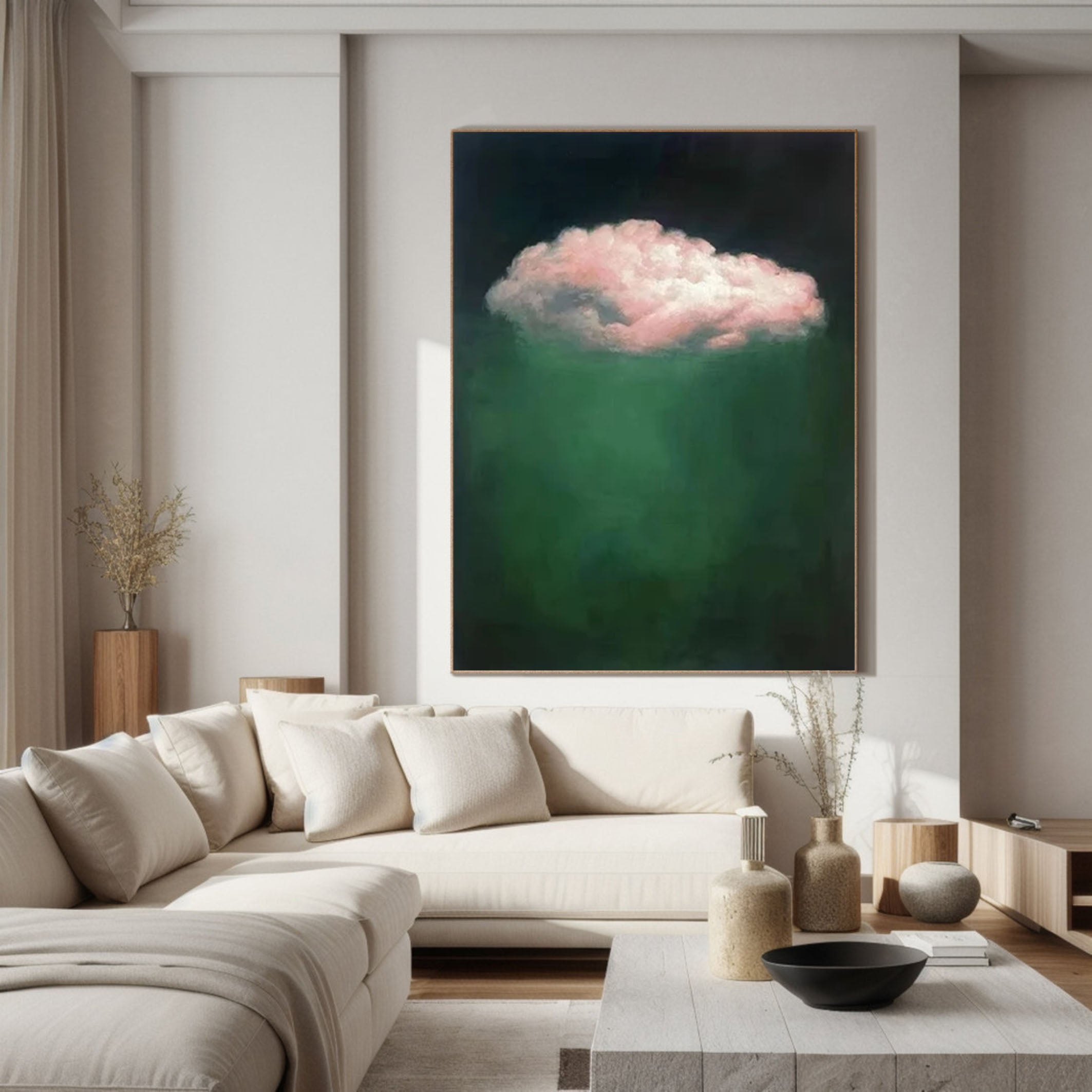Dreamy Green Cloud Art for Living Room Decor #SP008