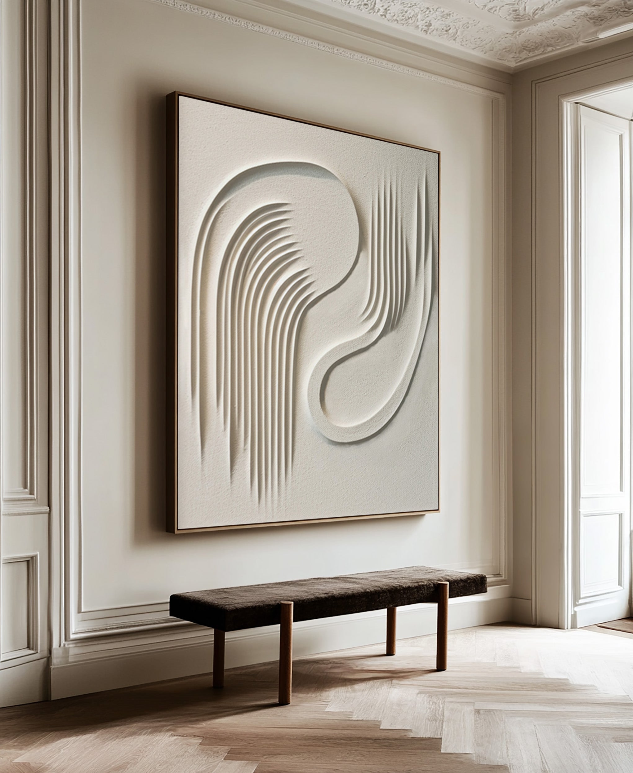 Minimalist Modern Art 3D White Monochromatic Design #AG 095