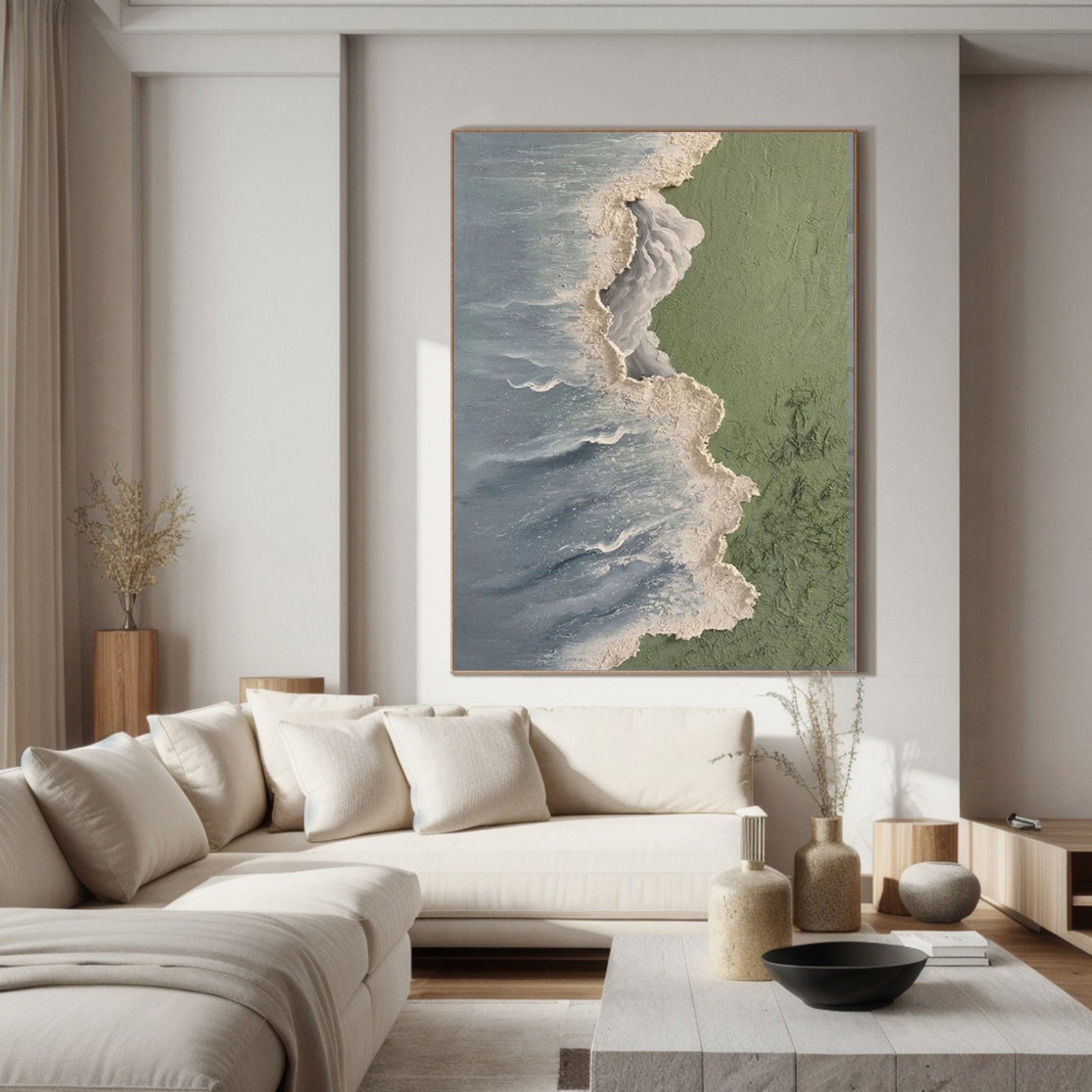 Where Land Meets Sea: Textured Overhead Beach Wall Art #MM524