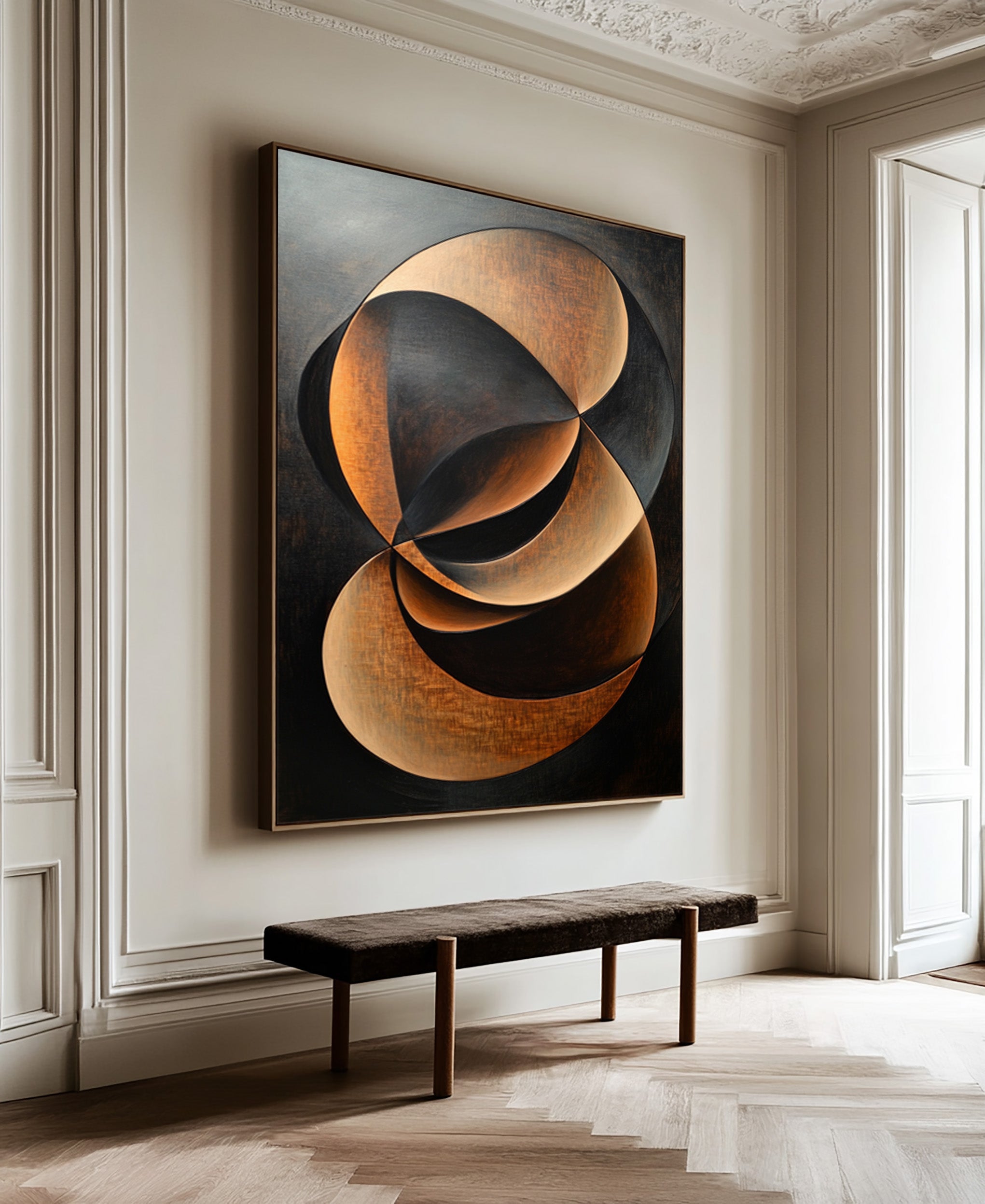 Abstract Expressionism Dark and Gold Textured Art #AG 096