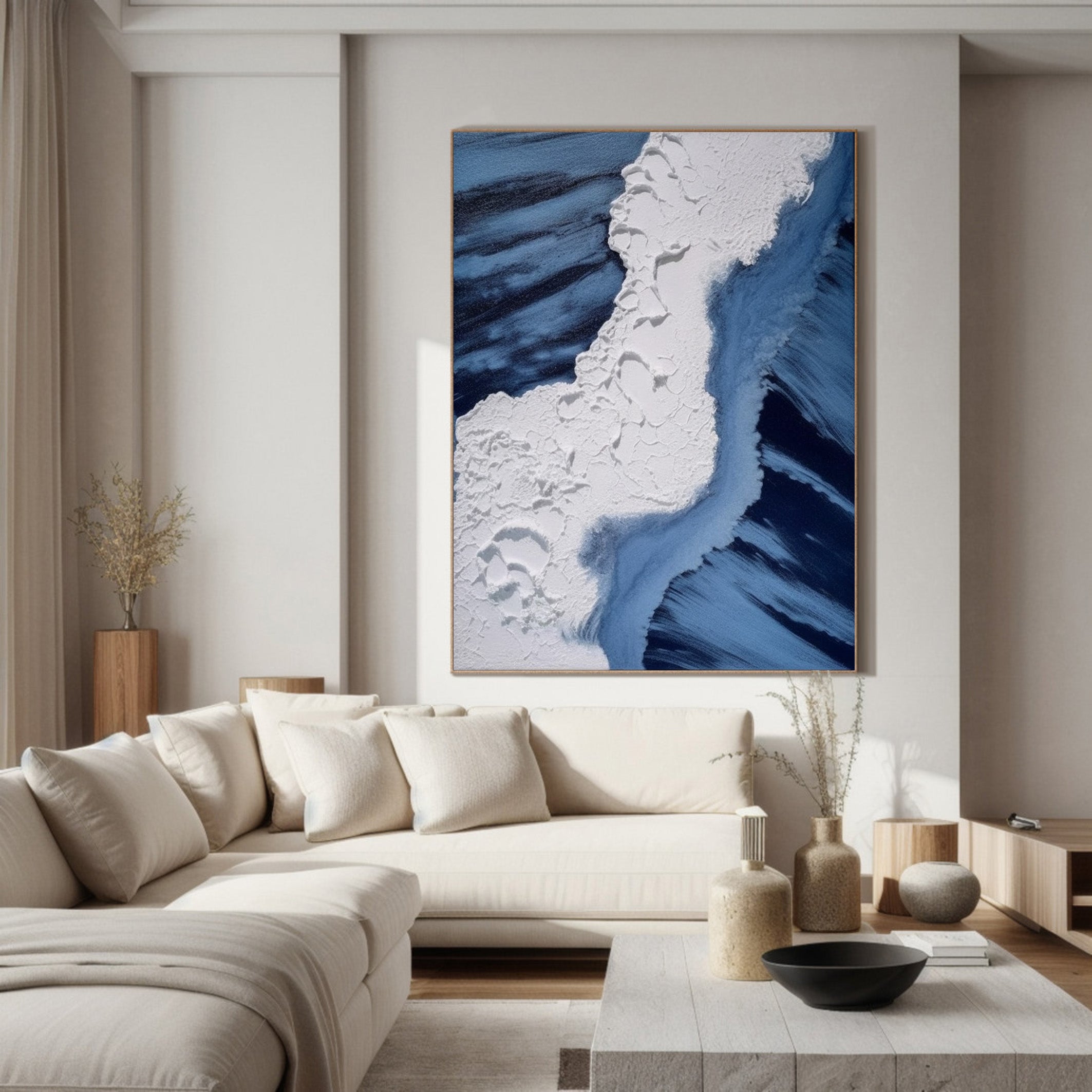Whitecaps Embrace: Impasto Ocean Painting, Dynamic Coastal Art #MM521