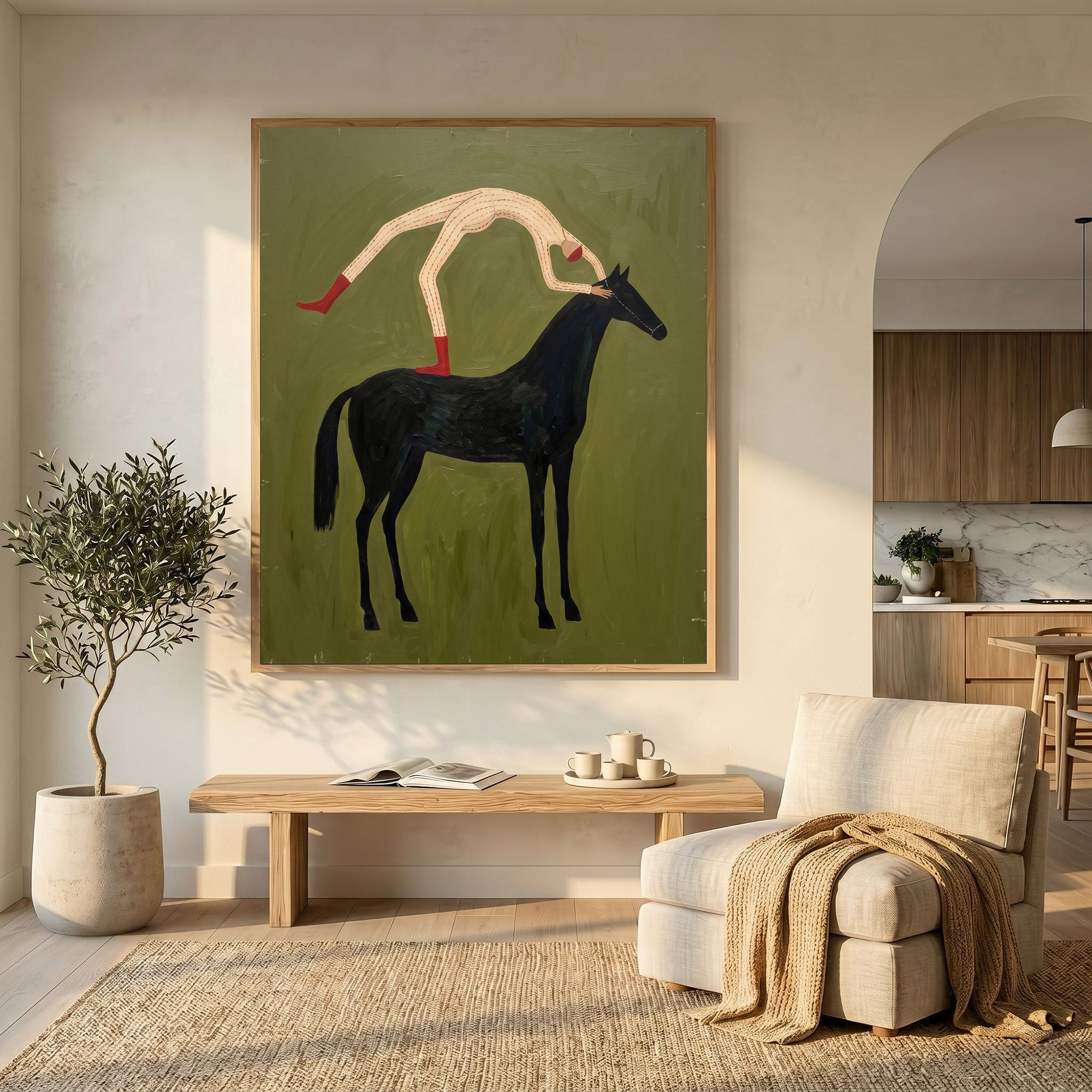Large Cowboy Horse Wall Art Contemporary Western Oil Painting Hand Painted Artwork