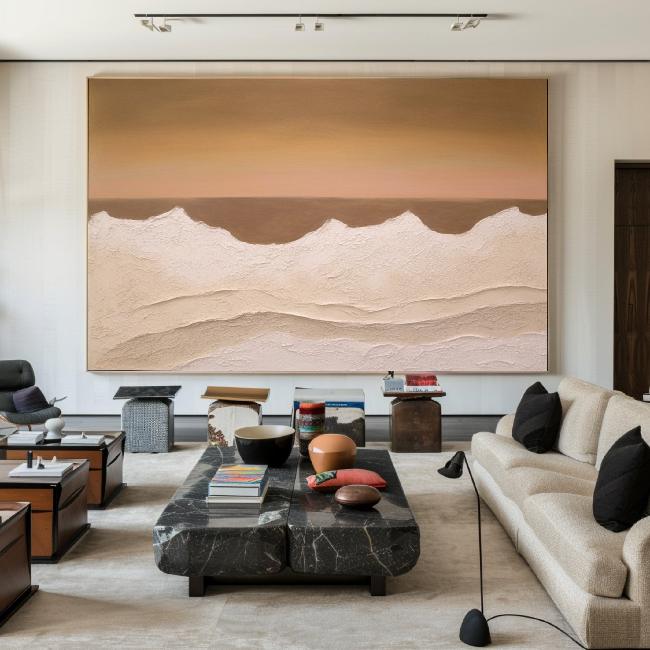 Desert Horizon Calm: Modern Landscape, Textured Wall Art #MM532