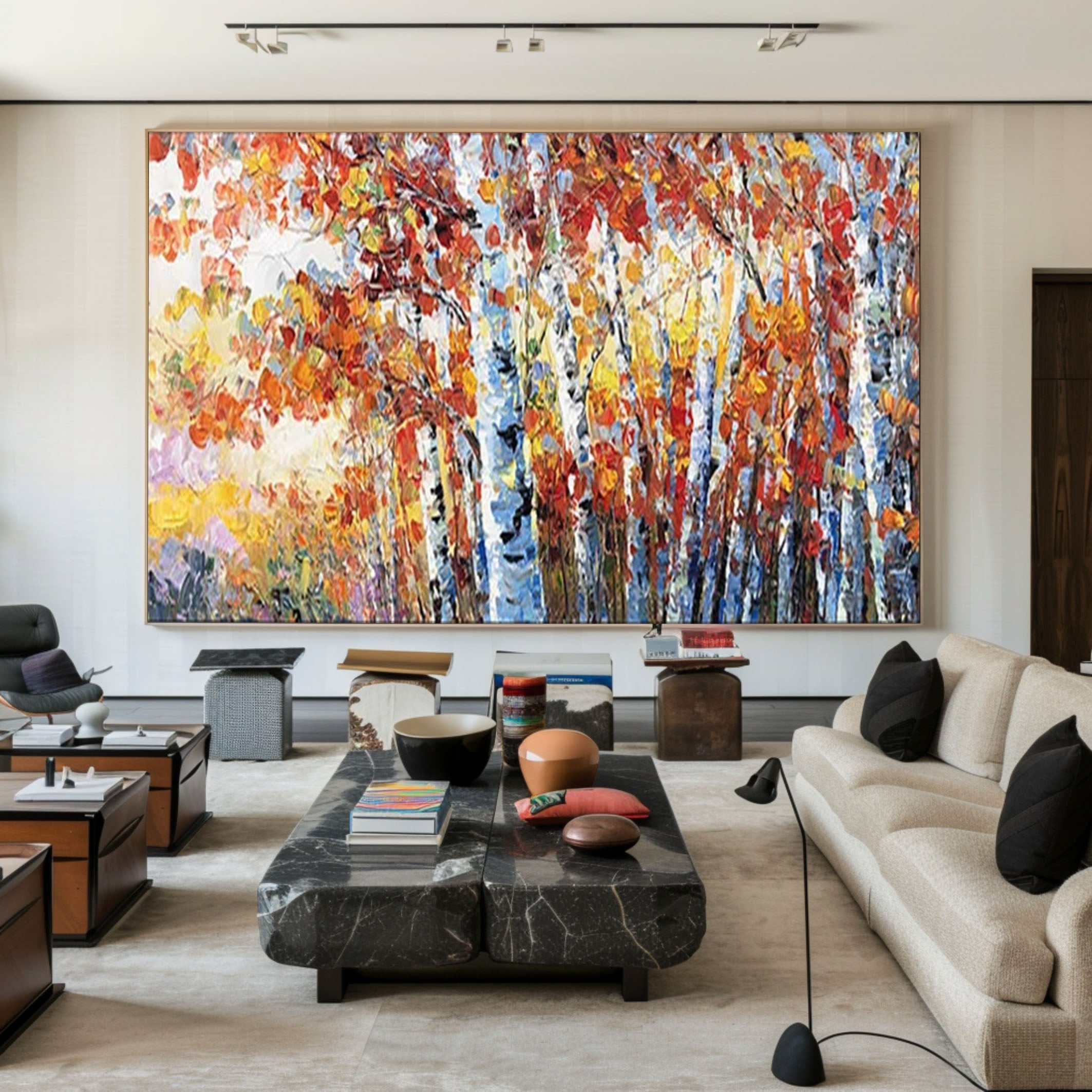 Bold Autumn Landscape Painting for Sophisticated Homes #TP042