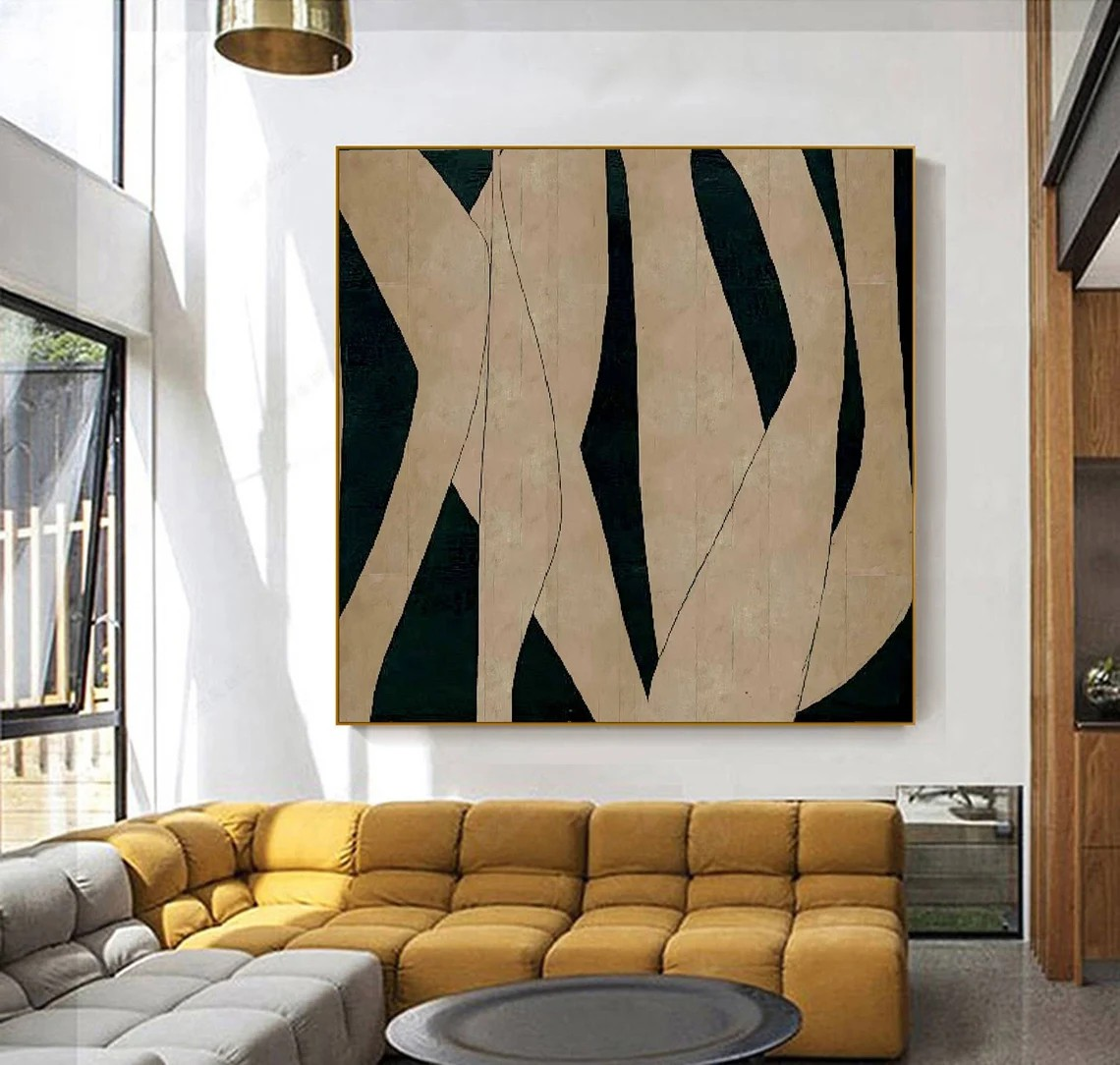 Organic Beige Expression, Dark Field Design, Contemporary Art #MM422