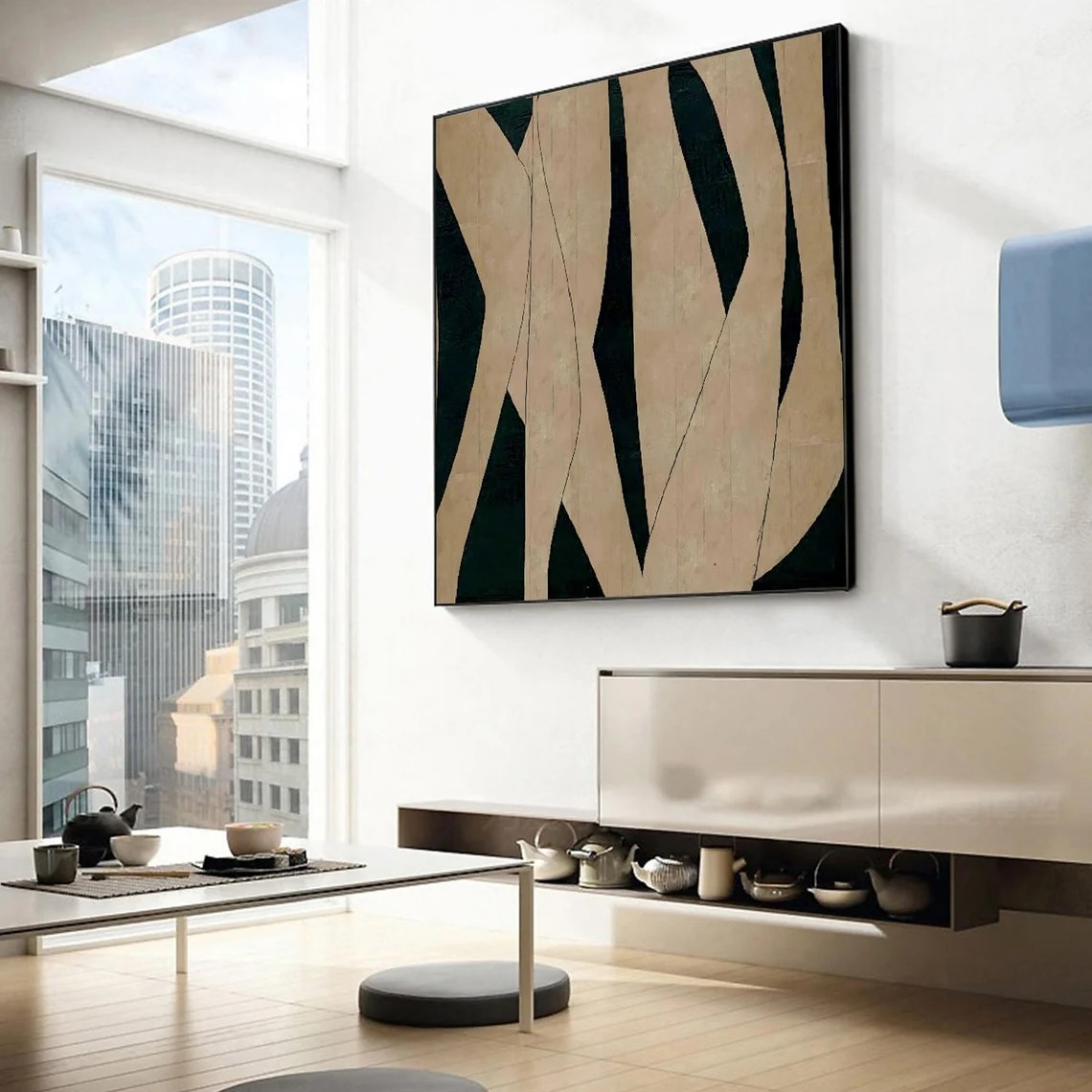 Organic Beige Expression, Dark Field Design, Contemporary Art #MM422