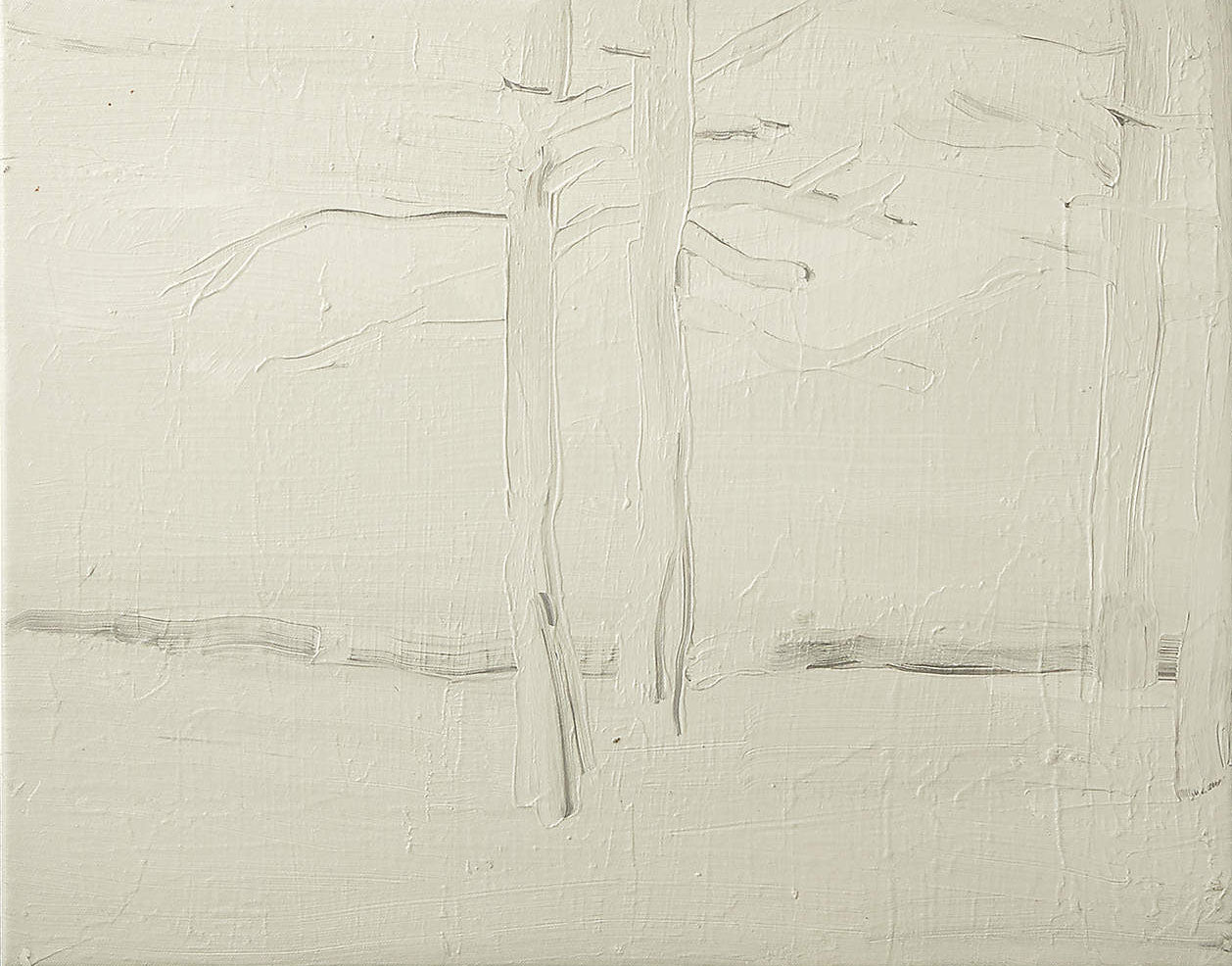 White Textured Minimalist with Linear Forms, Impasto Canvas #MM368