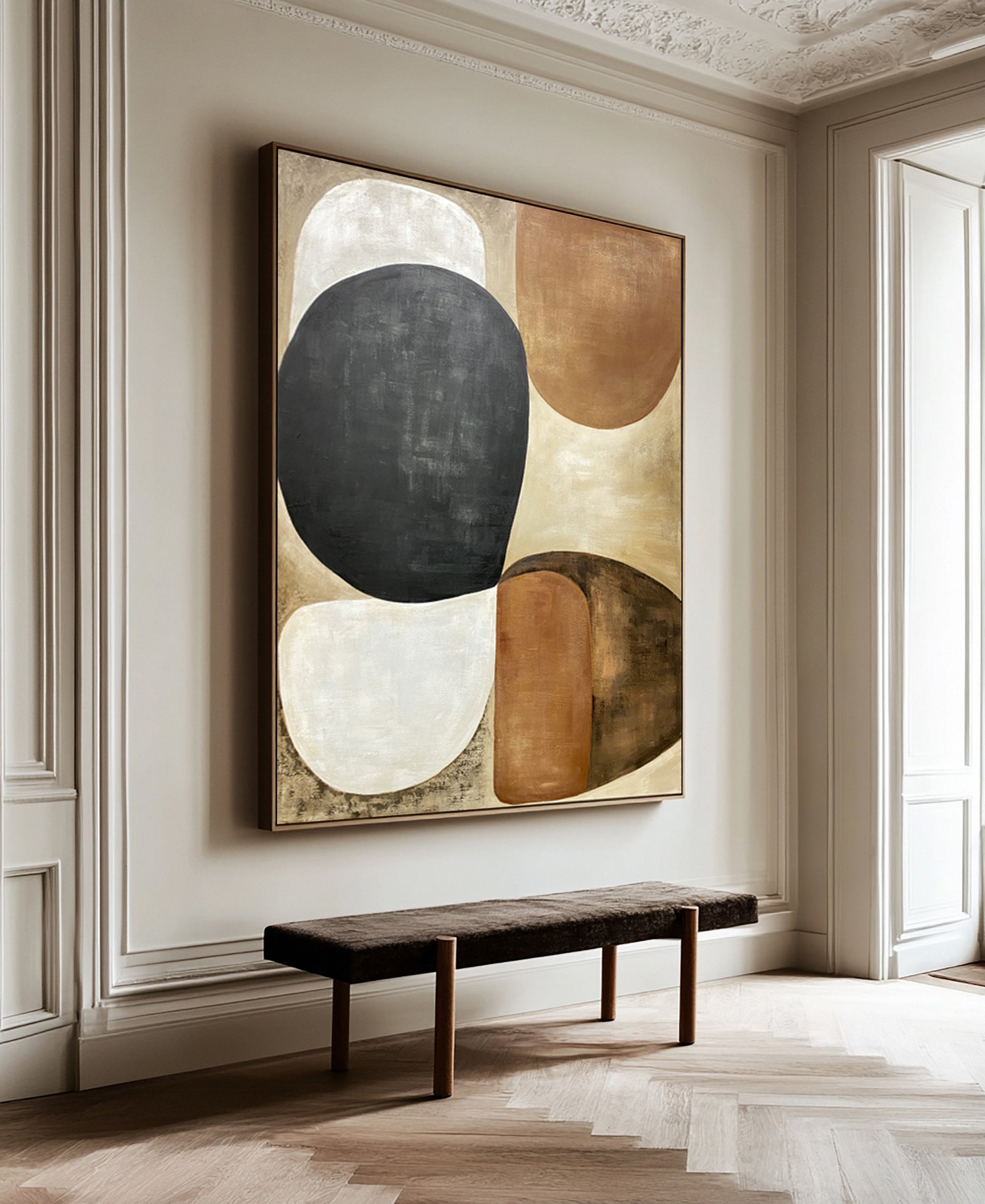 Earthy Organic Interplay: Mid-Century Inspired Abstract #MM648