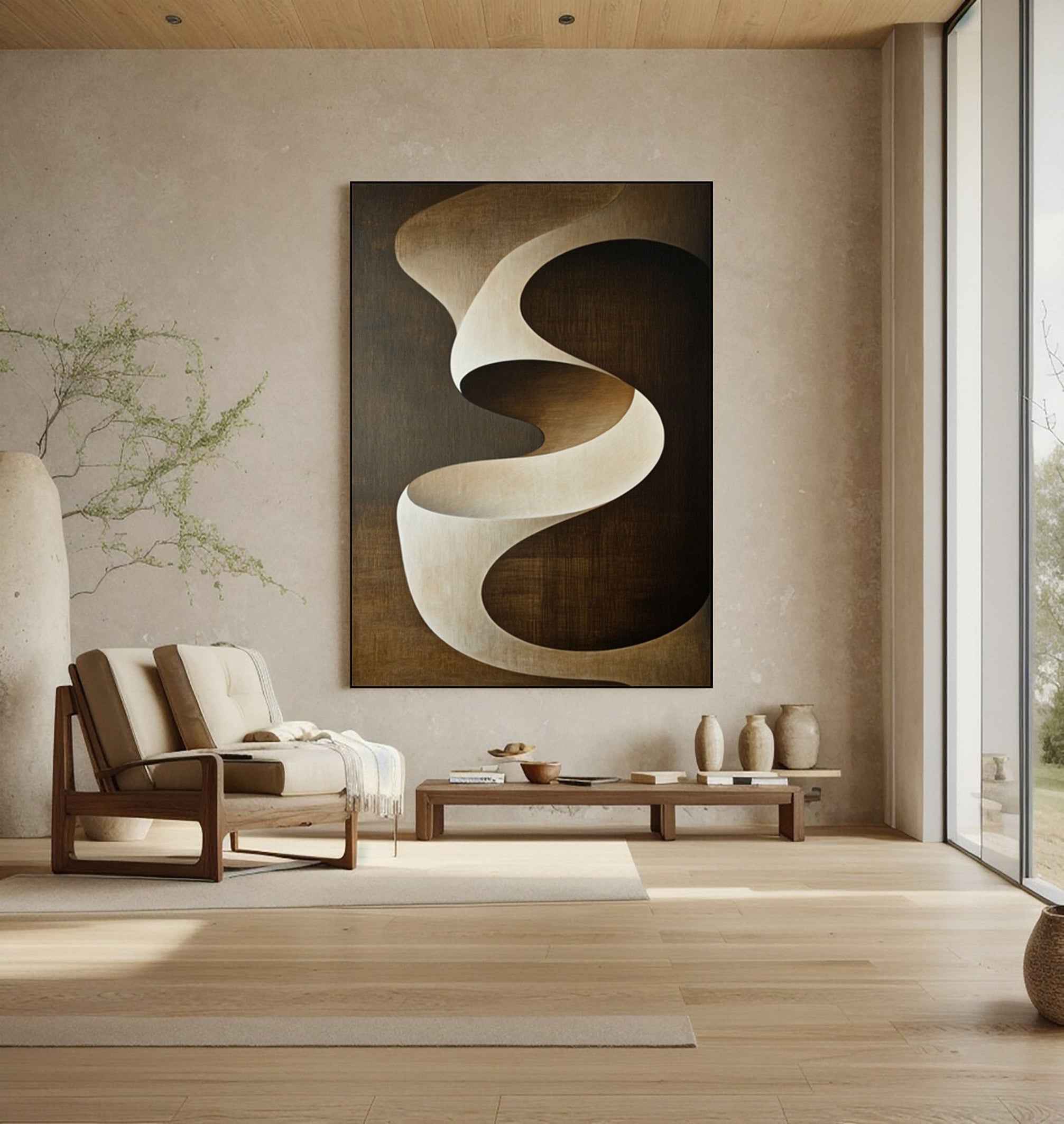 Michelle Mitchell's 'Terra Flow': Modern Art with Swirling Ribbon #MM576