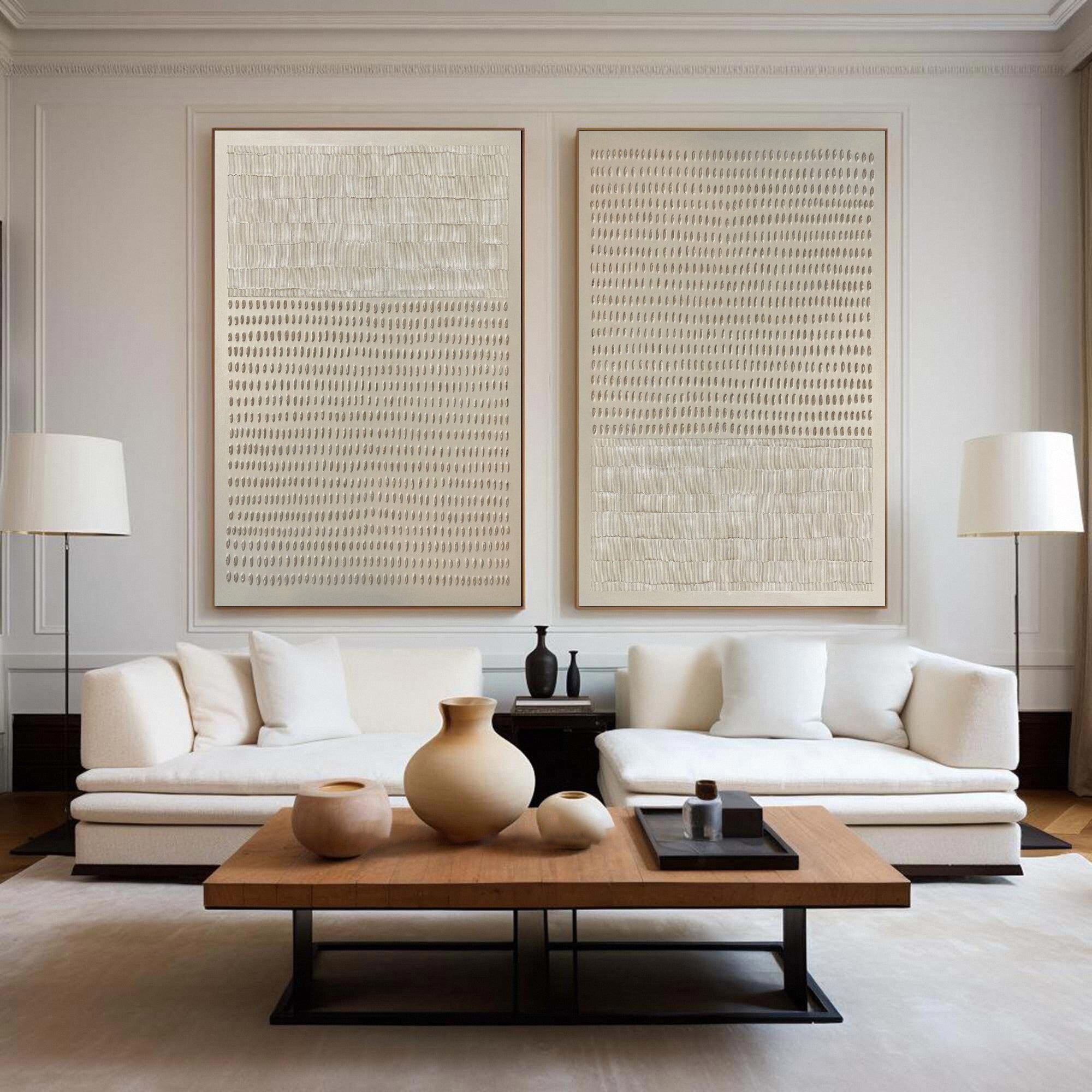 Modern Minimalist Set of Two with Delicate Neutral Impressions #MM573
