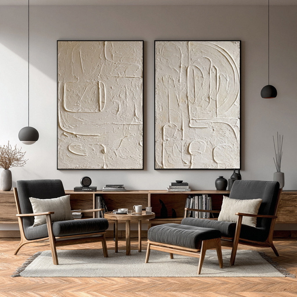 Abstract Relief Art Duo for Modern Interiors #AG 013