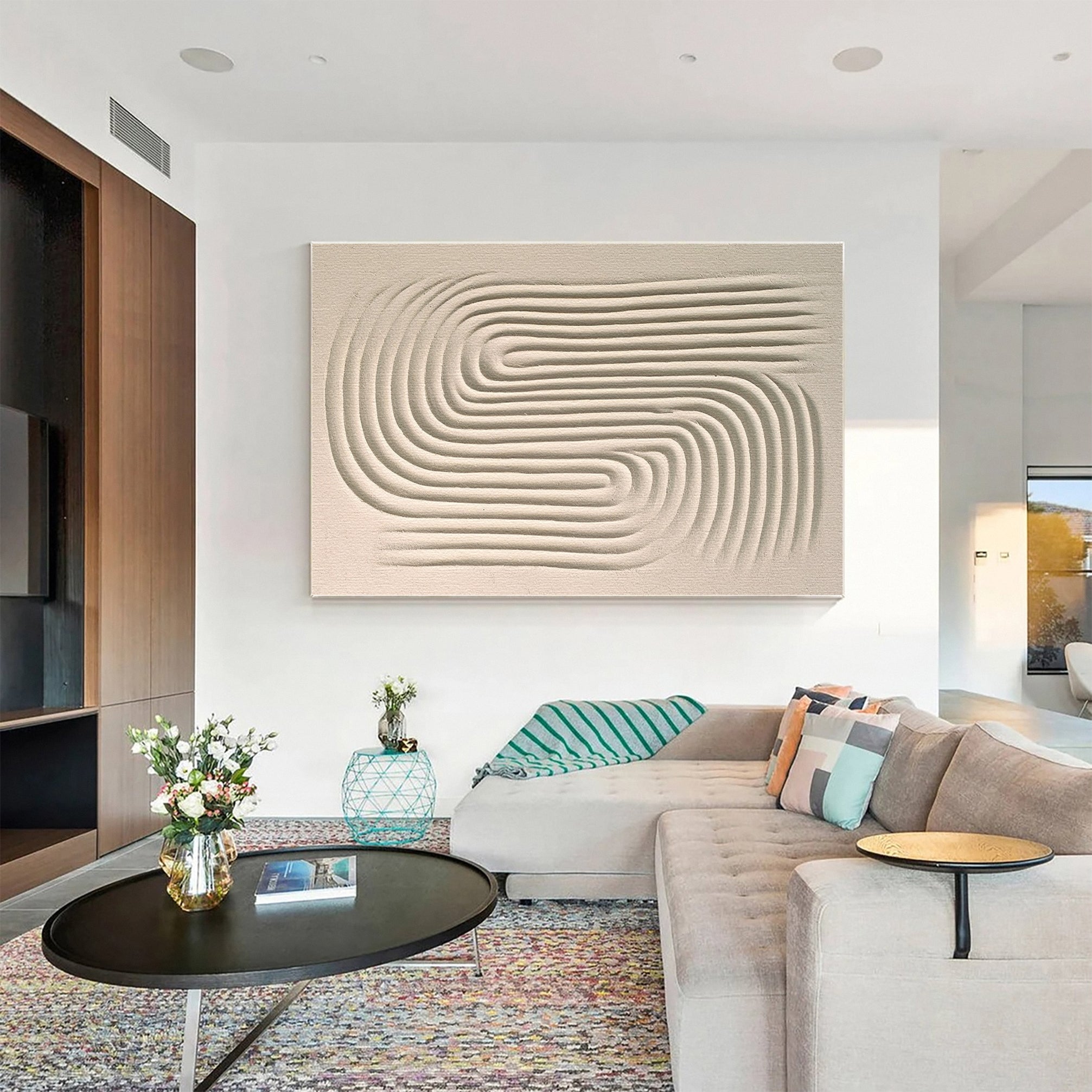 Subtle Contour: Contemporary Art with Organic Swirling Relief #MM590