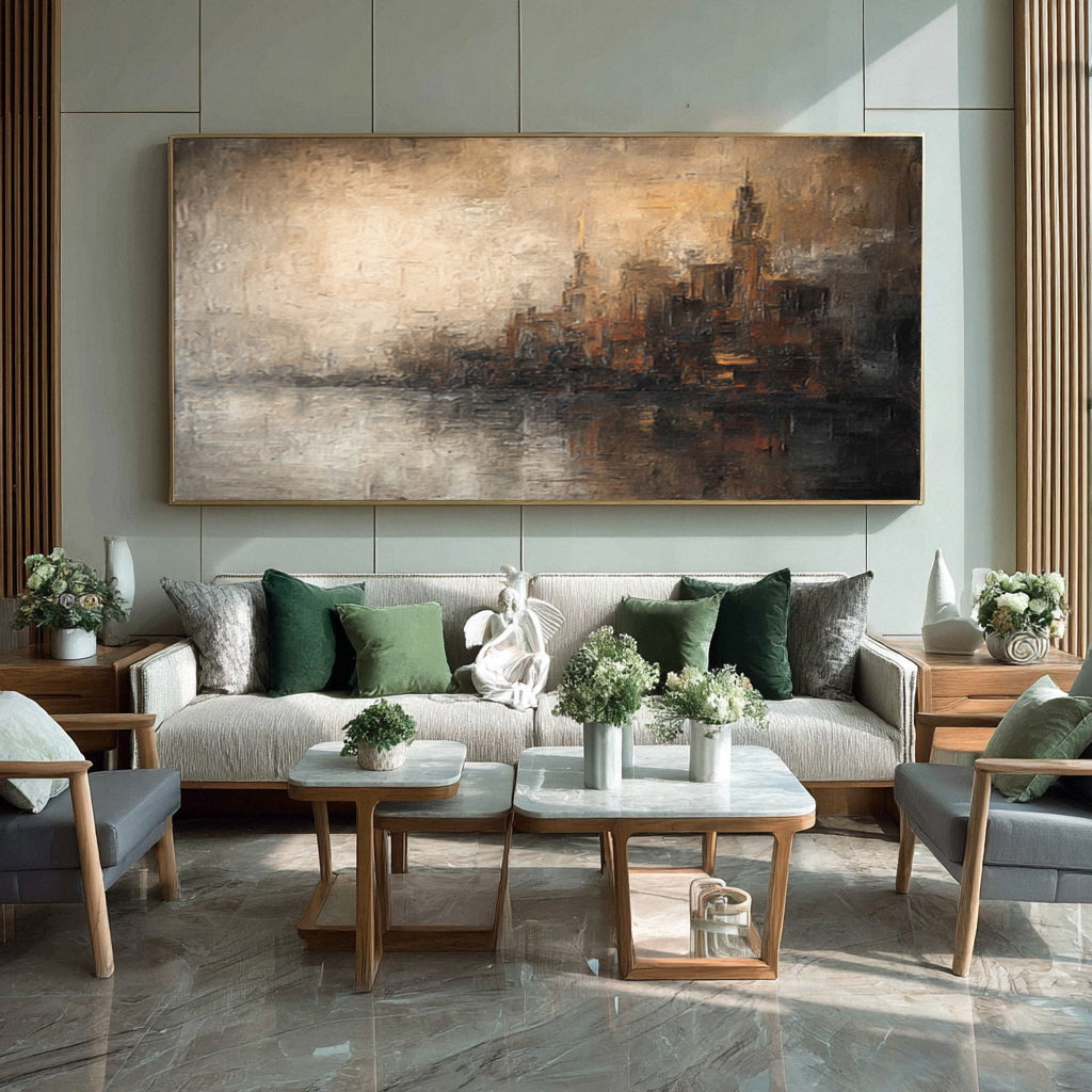 Large Abstract Cityscape Painting for Living Room #AG 019