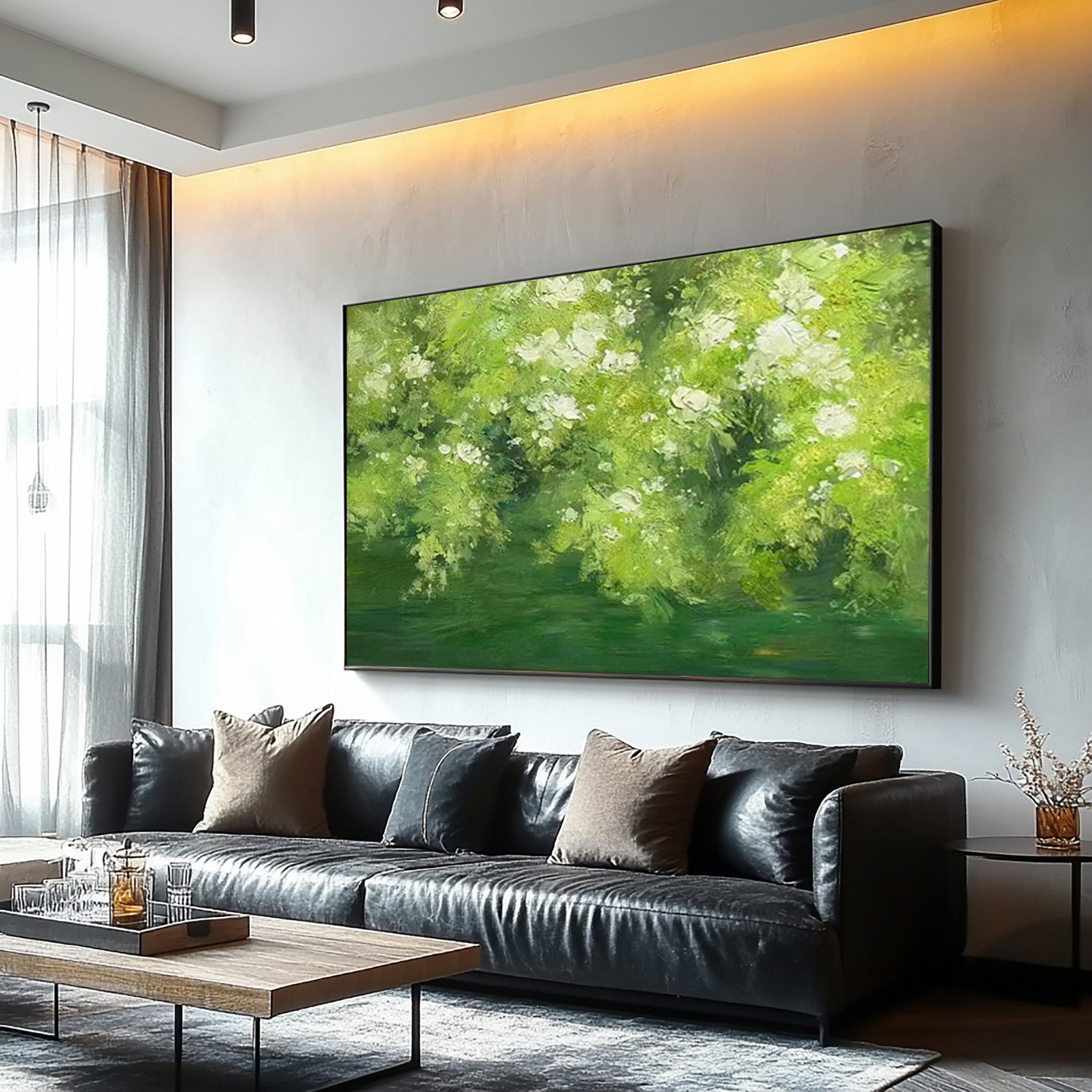 Verdant Reflections: Contemporary Painting of Lush Foliage #MM638