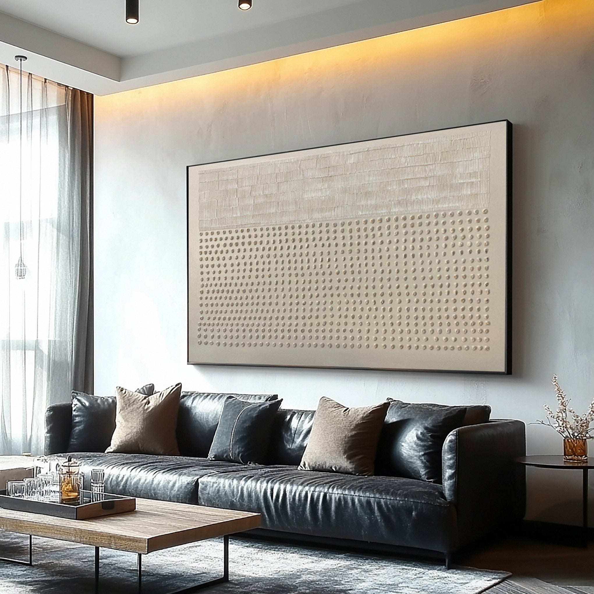 Large Textured Abstract with Linear and Dot-like Patterns #MM583