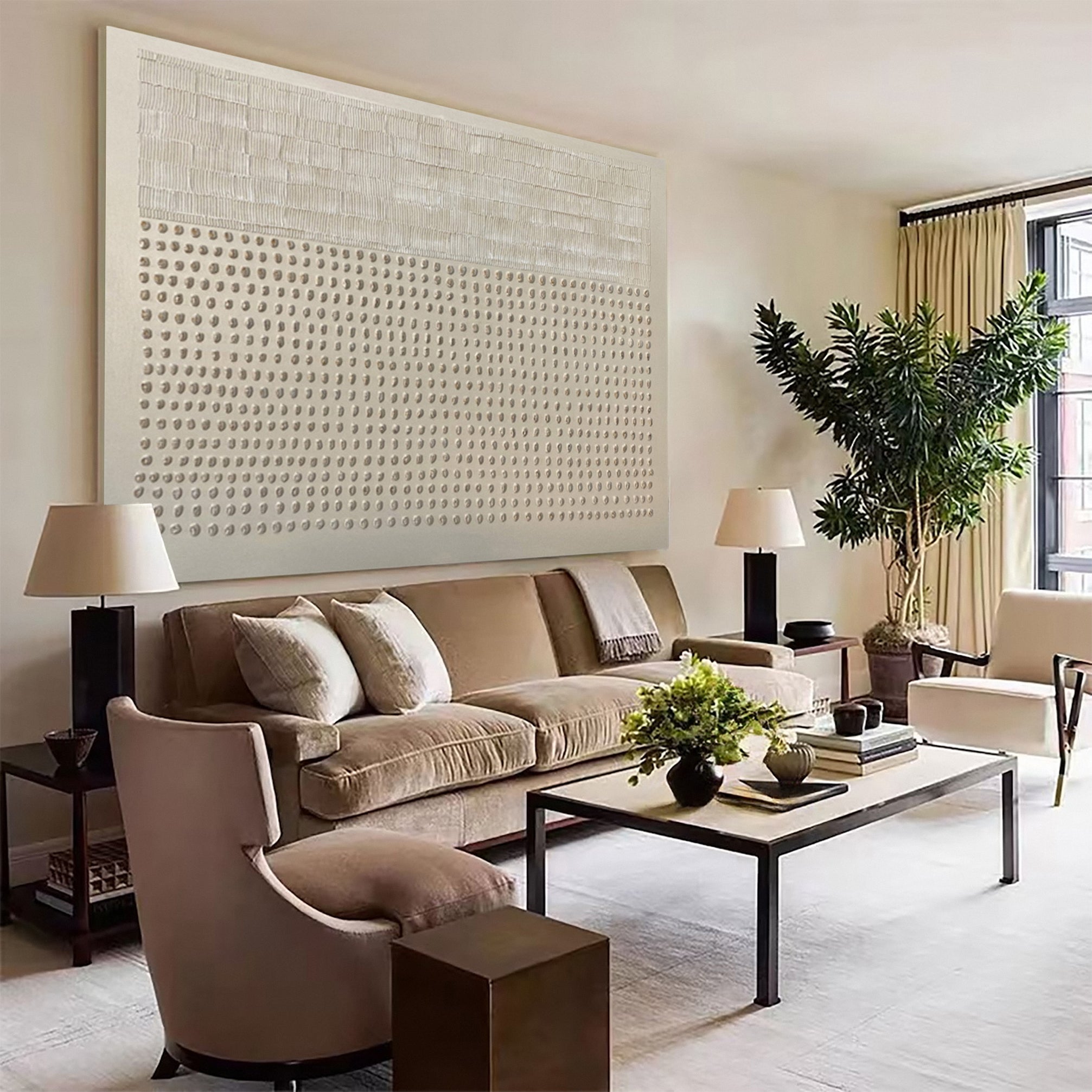 Large Textured Abstract with Linear and Dot-like Patterns #MM583