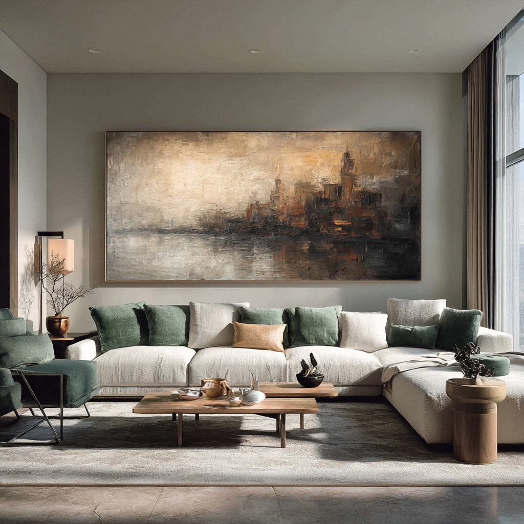 Large Abstract Cityscape Painting for Living Room #AG 019