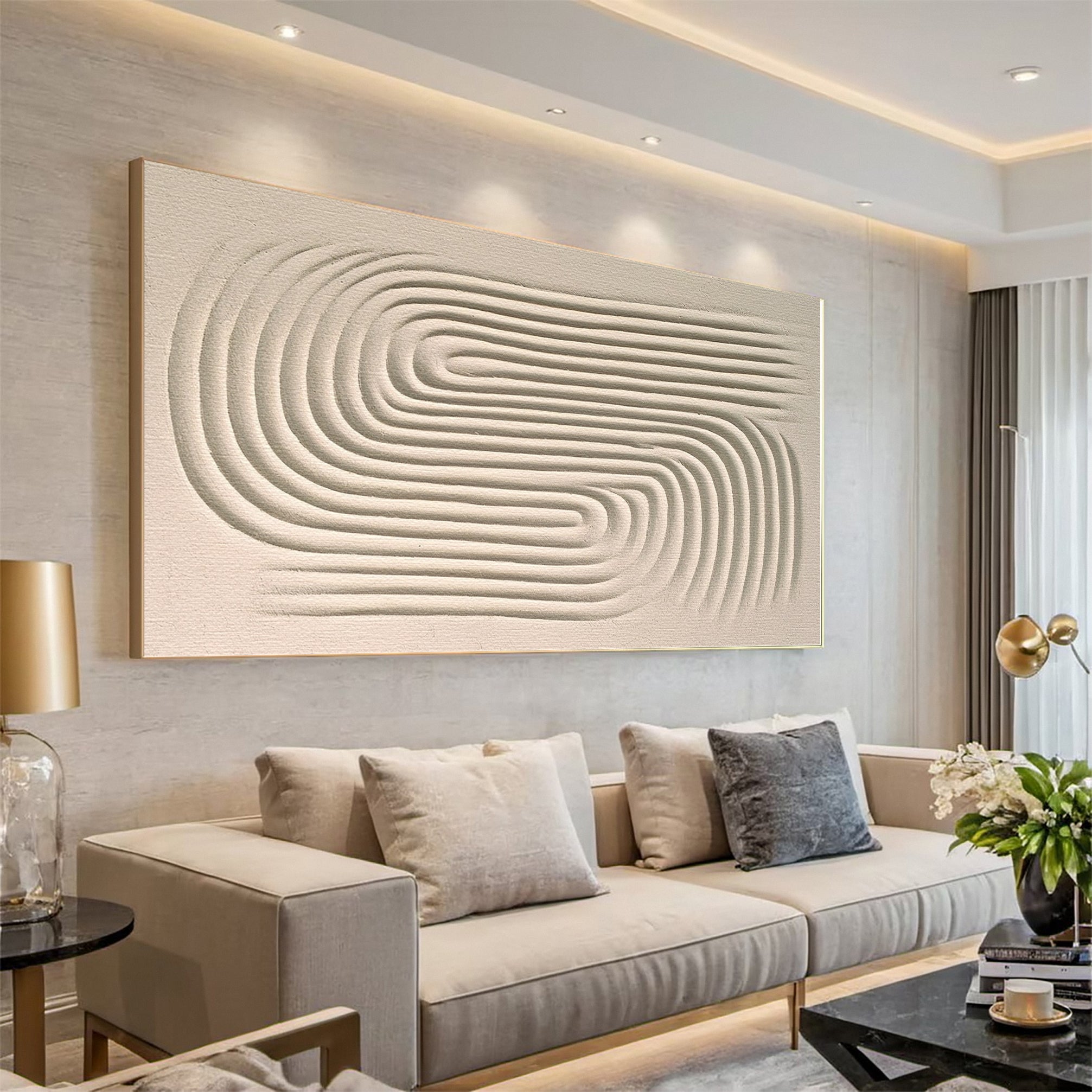 Subtle Contour: Contemporary Art with Organic Swirling Relief #MM590