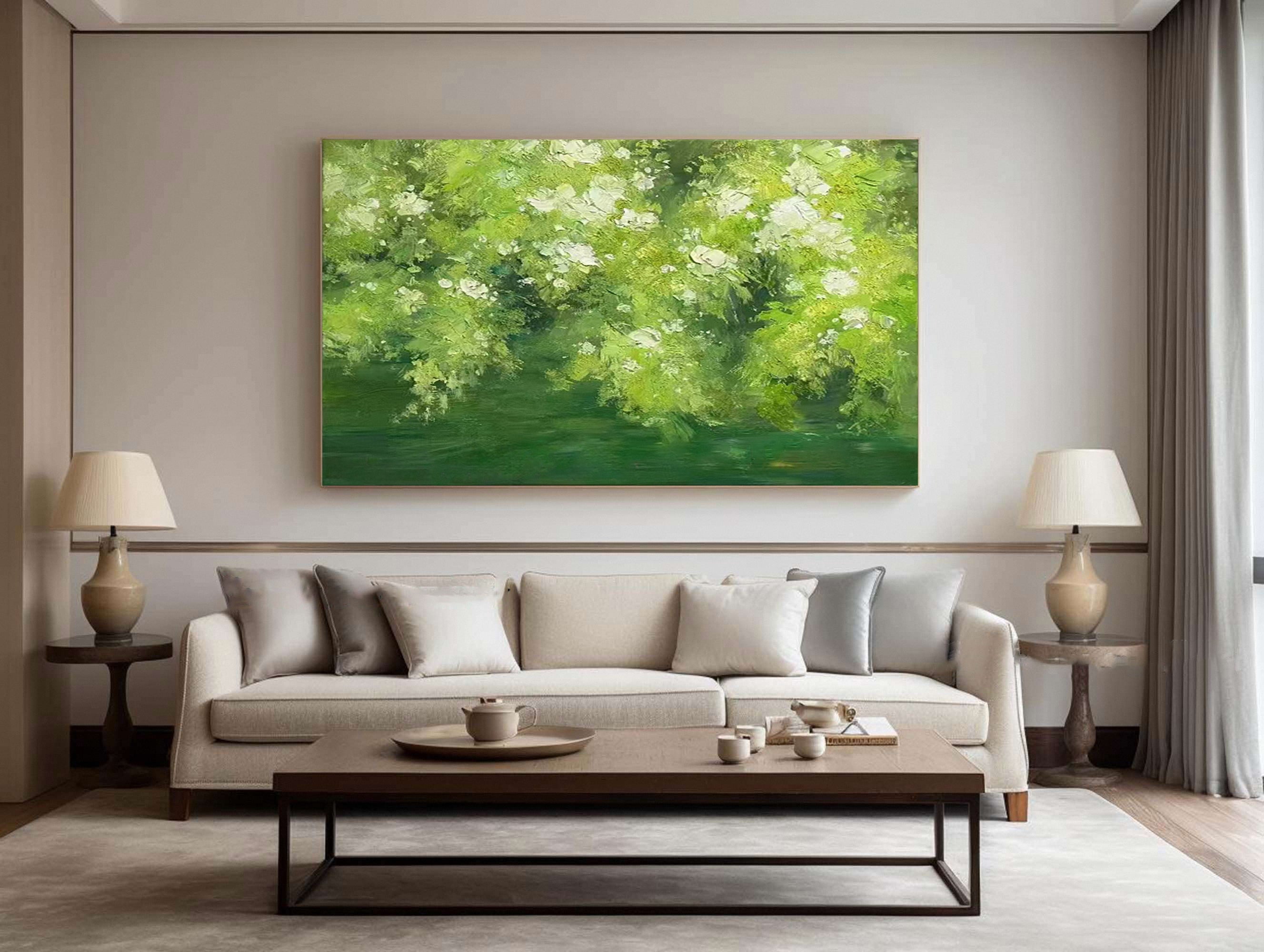 Verdant Reflections: Contemporary Painting of Lush Foliage #MM638