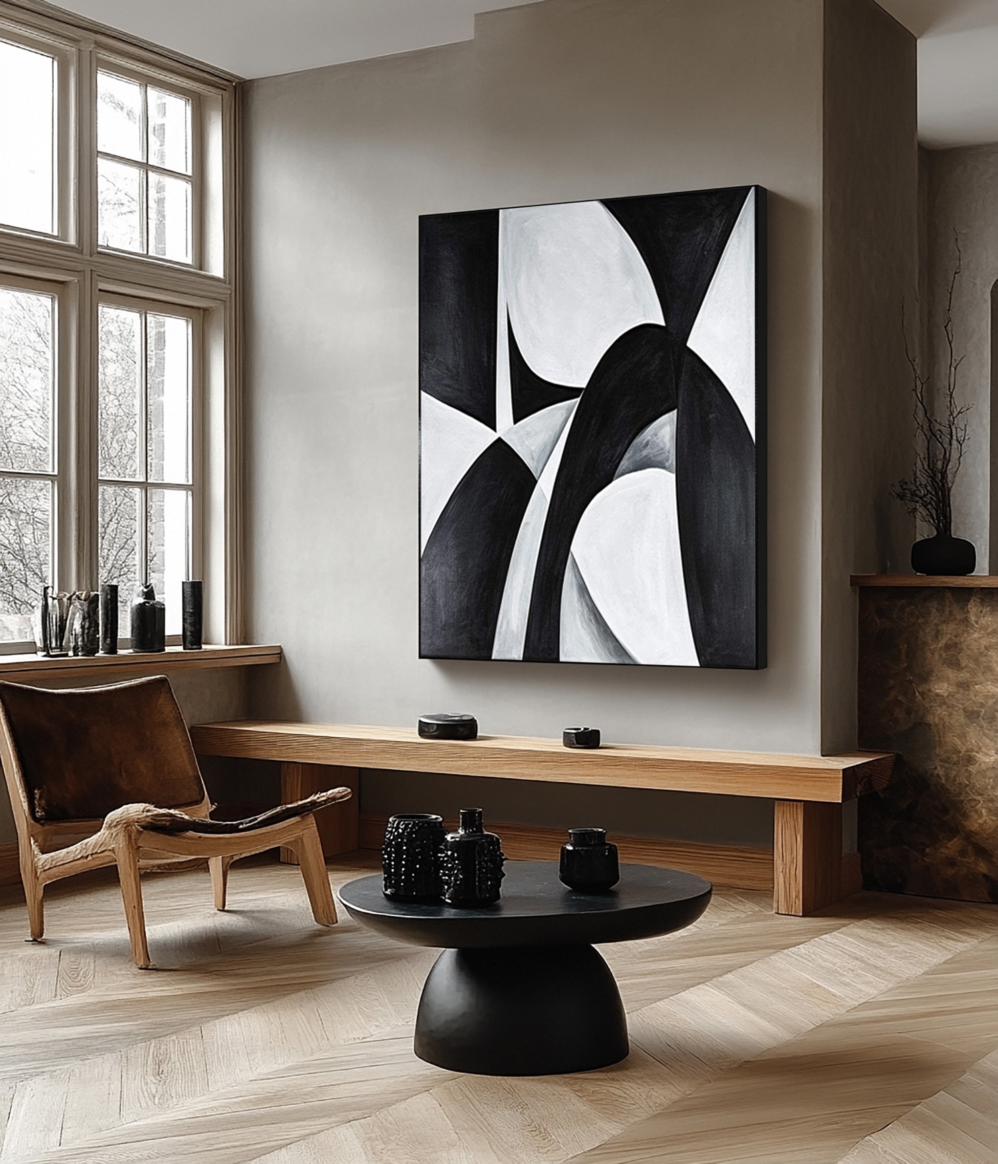 Black and White Abstract in the Spirit of Cecil Touchon #MM618